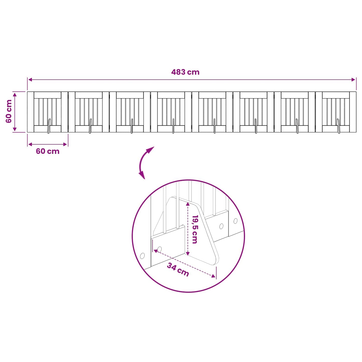 Foldable Dog Gate with Stands 8 pcs Grey Sonoma 60 cm