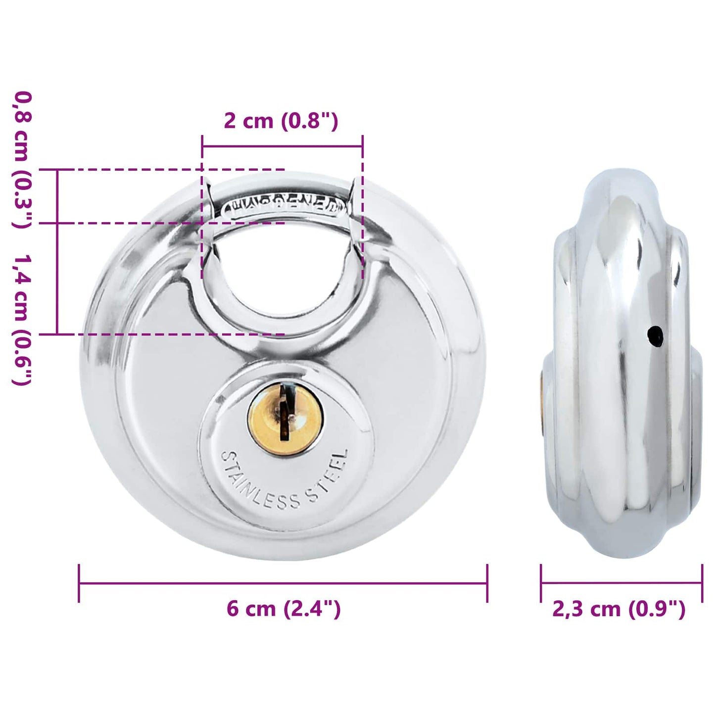 Discus Locks with Keys 12 pcs Silver 6 x 2.3 x 6 cm