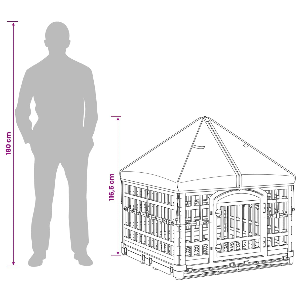 4 Panel Dog Playpen with Roof 177.5 x 154.5 x 112 cm Plastic