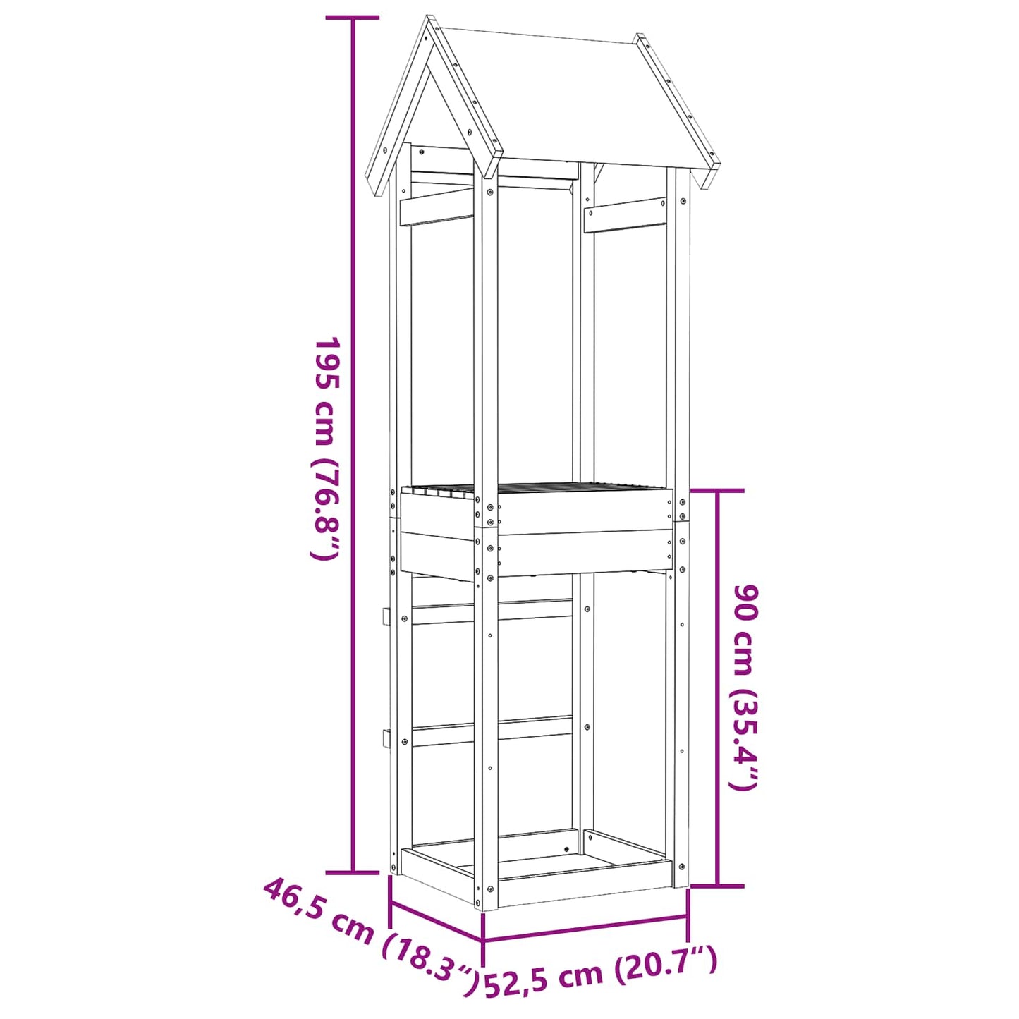 Play Tower Brown 52.5 x 46.5 x 195 cm Solid Pine Wood