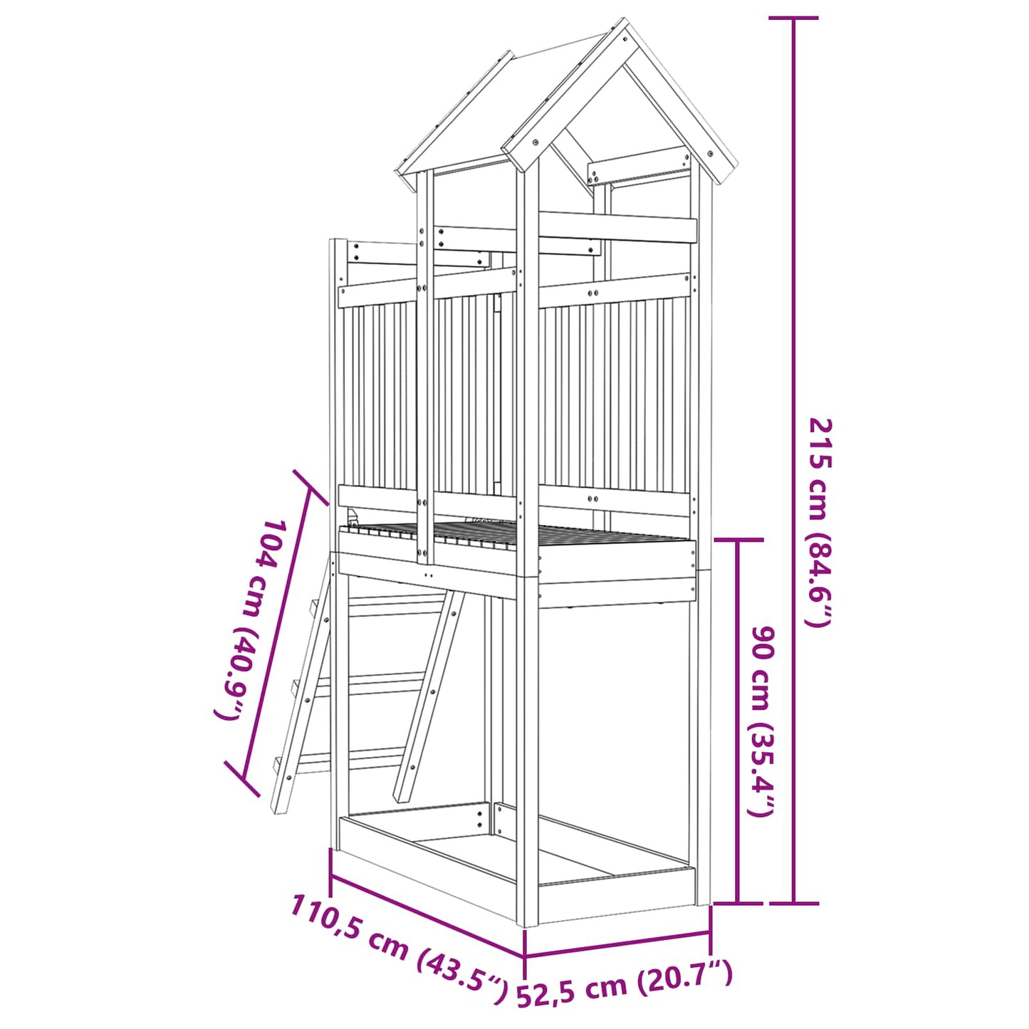 Play Tower Brown 52.5 x 110.5 x 215 cm Solid Impregnated Wood