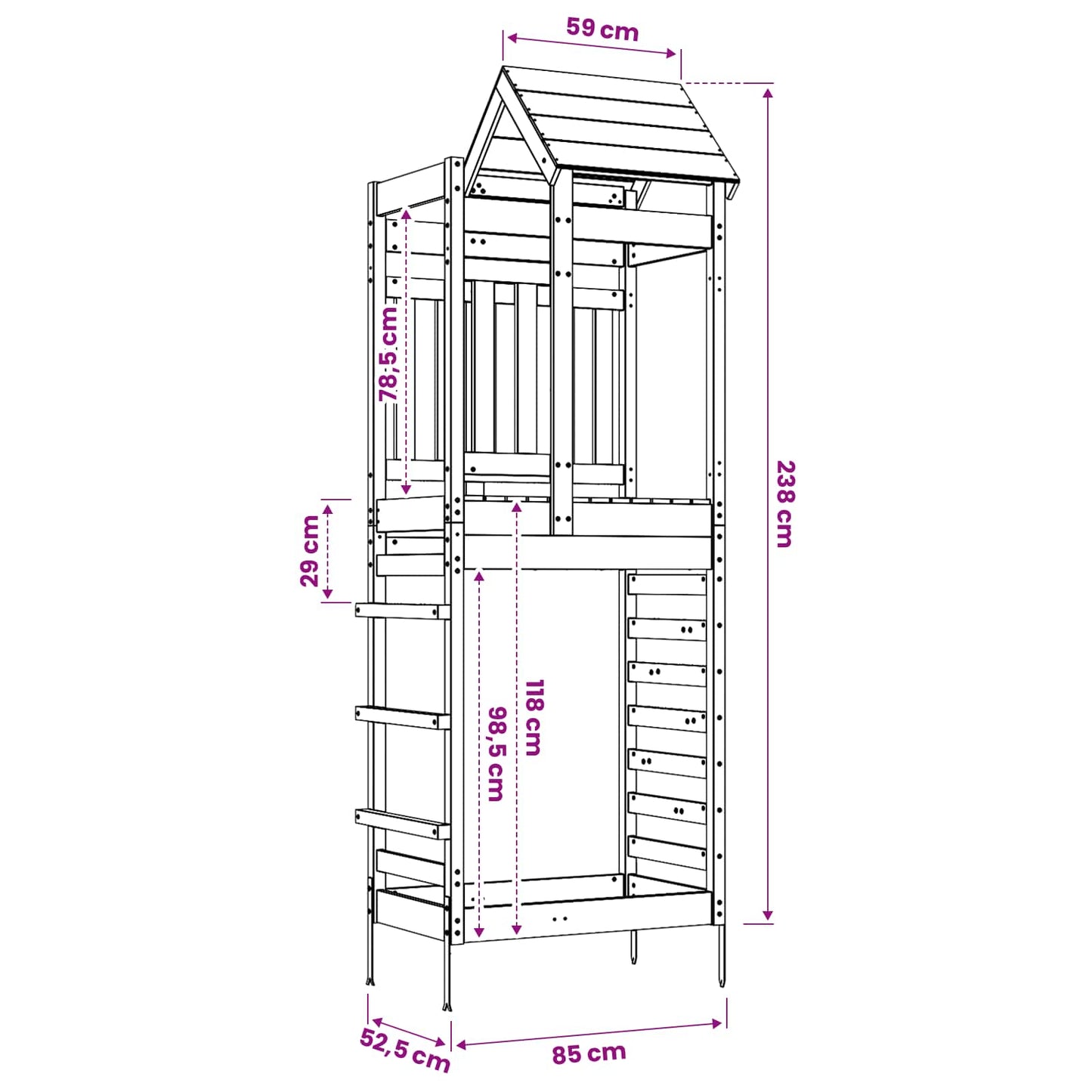 Play Tower Brown 52.5 x 85 x 238 cm Solid Douglas Wood