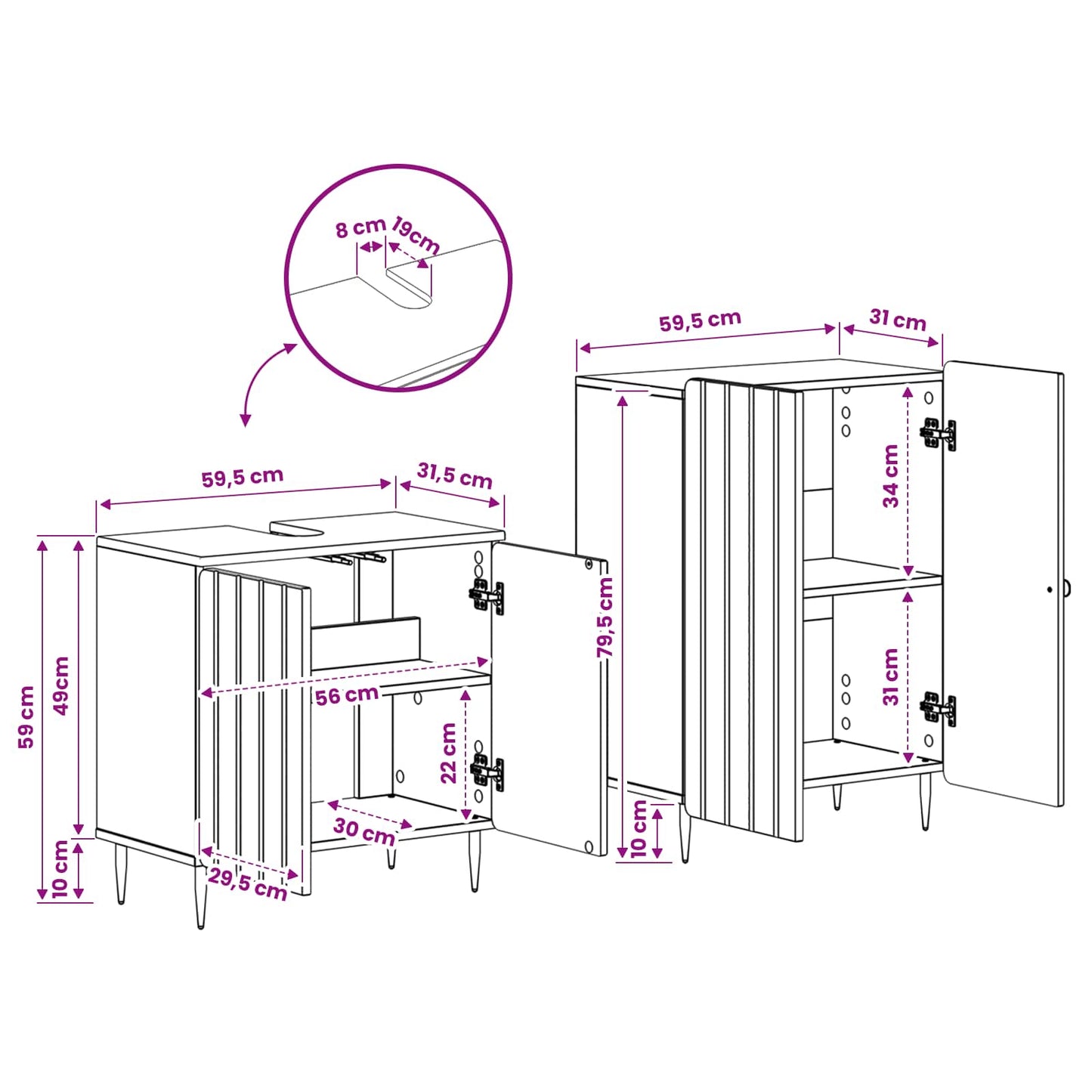 2 Piece Bathroom Cabinet Set ZWOLLE Smoked Oak Engineered Wood