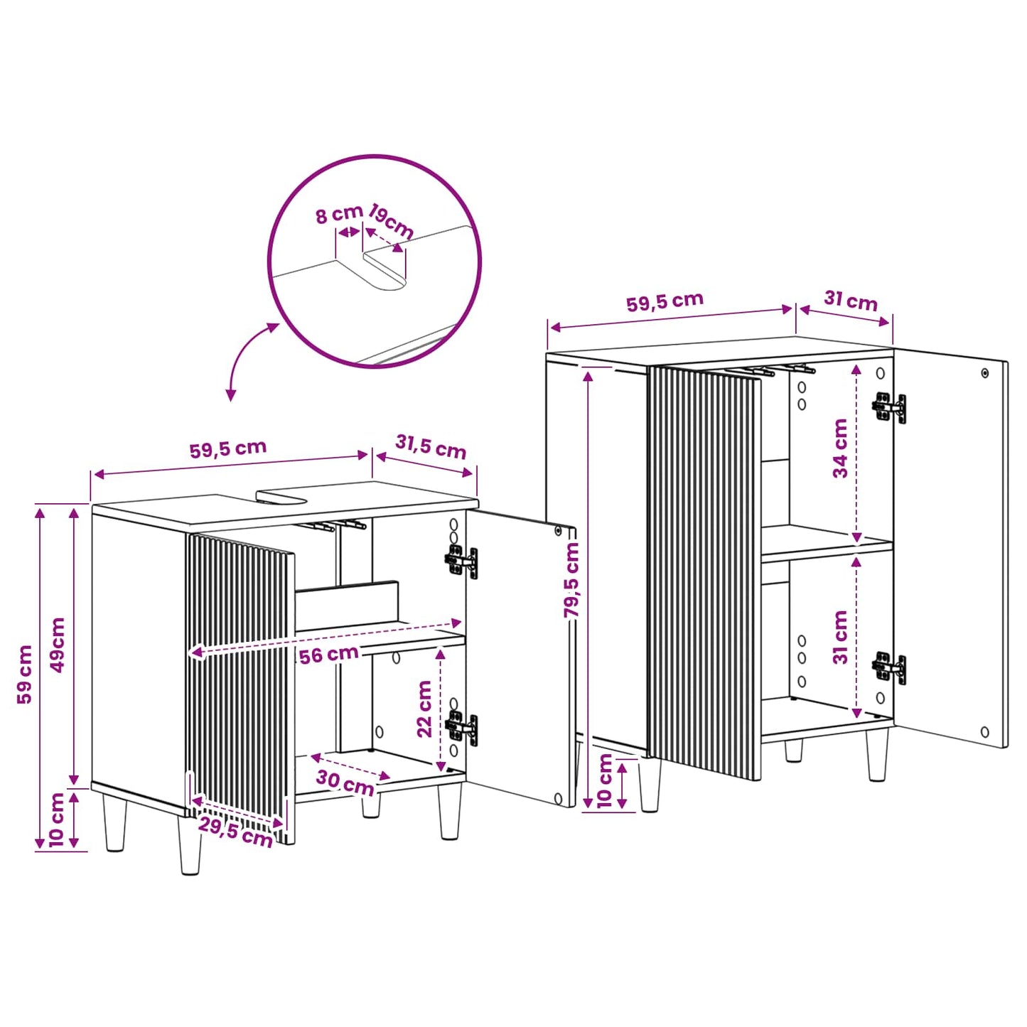 2 Piece Bathroom Cabinet Set ARNHEM Sonoma Oak Engineered Wood