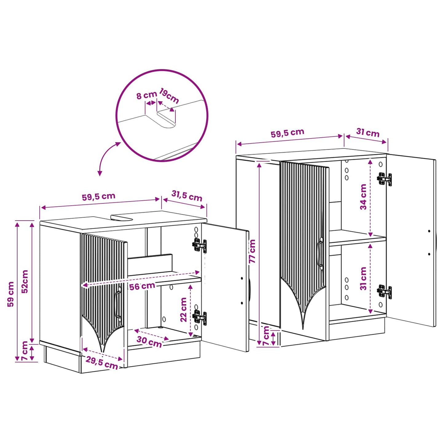 2 Piece Bathroom Cabinet Set HOORN Smoked Oak Engineered Wood