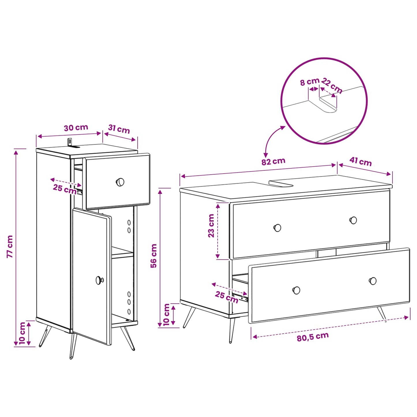 2 Piece Bathroom Cabinet Set BREDA Black Engineered Wood