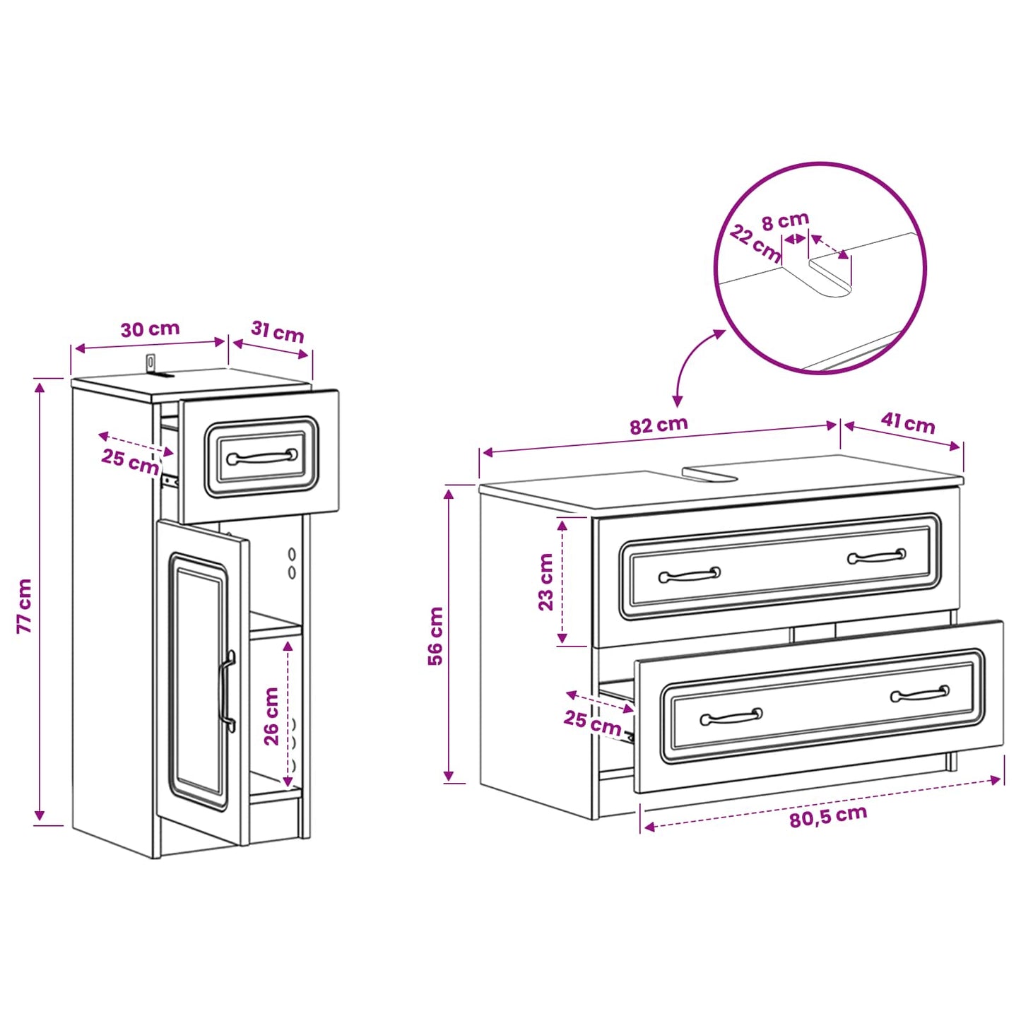 2 Piece Bathroom Cabinet Set UTRECHT Old Wood Engineered Wood