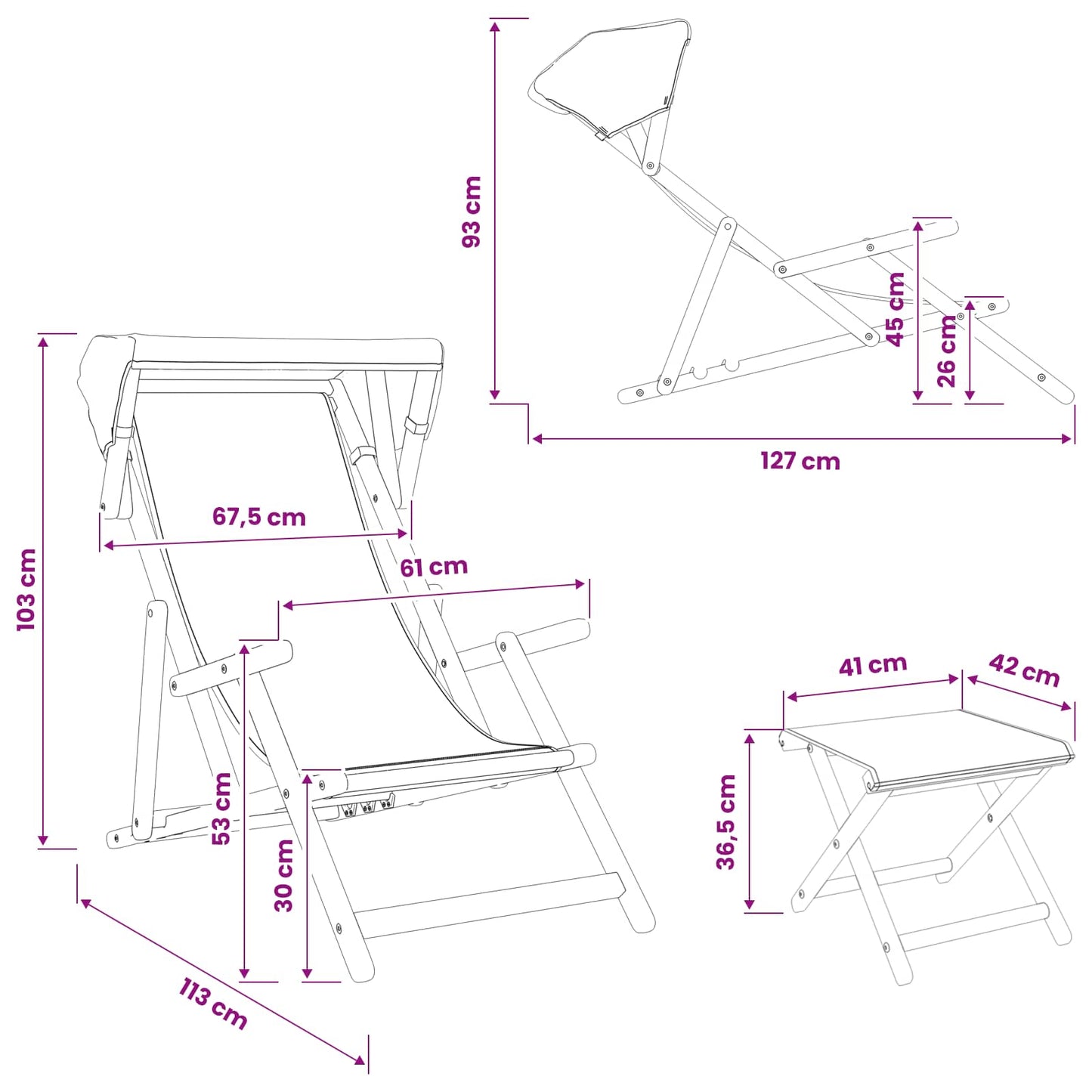 Deck Chair 4 pcs 3 Position Solid Eucalyptus Wood Leaf Pattern