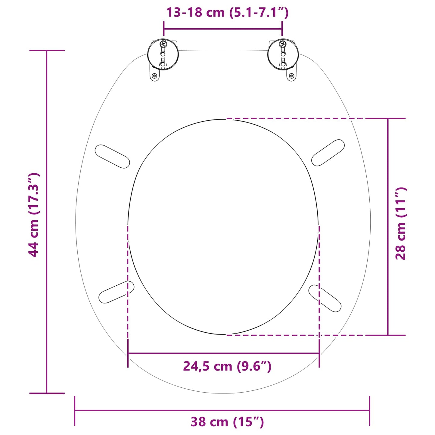 Soft-Close Toilet Seat Grey 44 x 38 cm MDF board