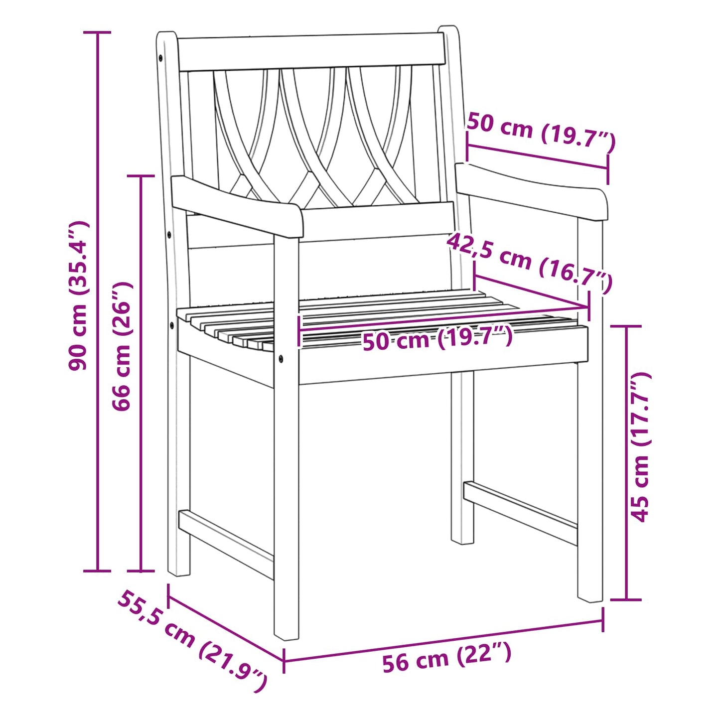 Outdoor Bench 2 pcs Natural 56 x 55.5 x 90 cm Solid Acacia Wood