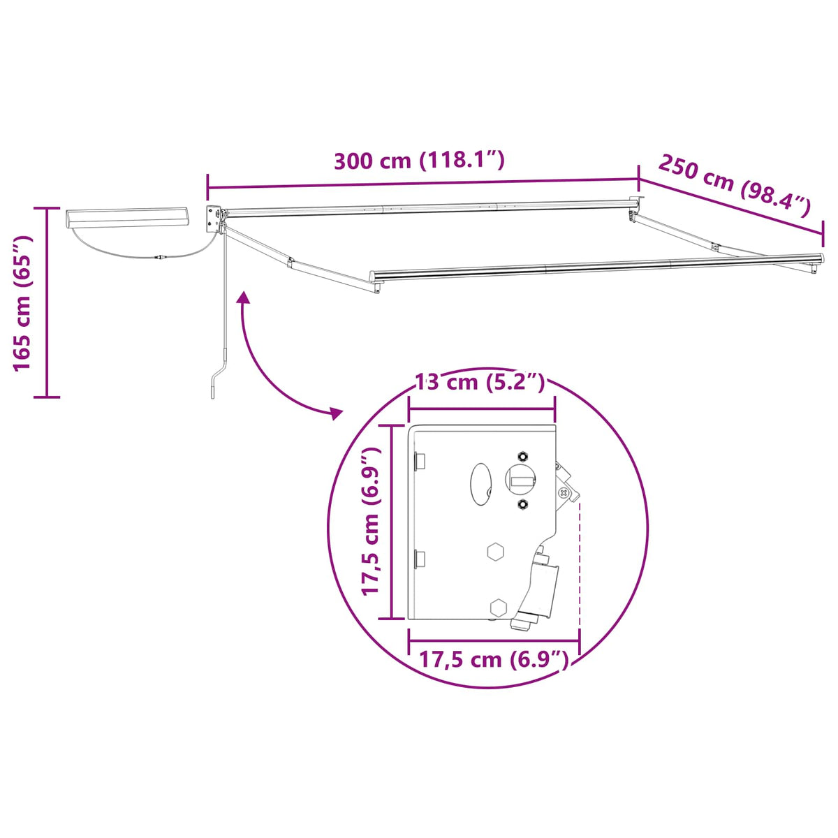 Solar Electric Awning Frame 3 x 2.5 m Anthracite