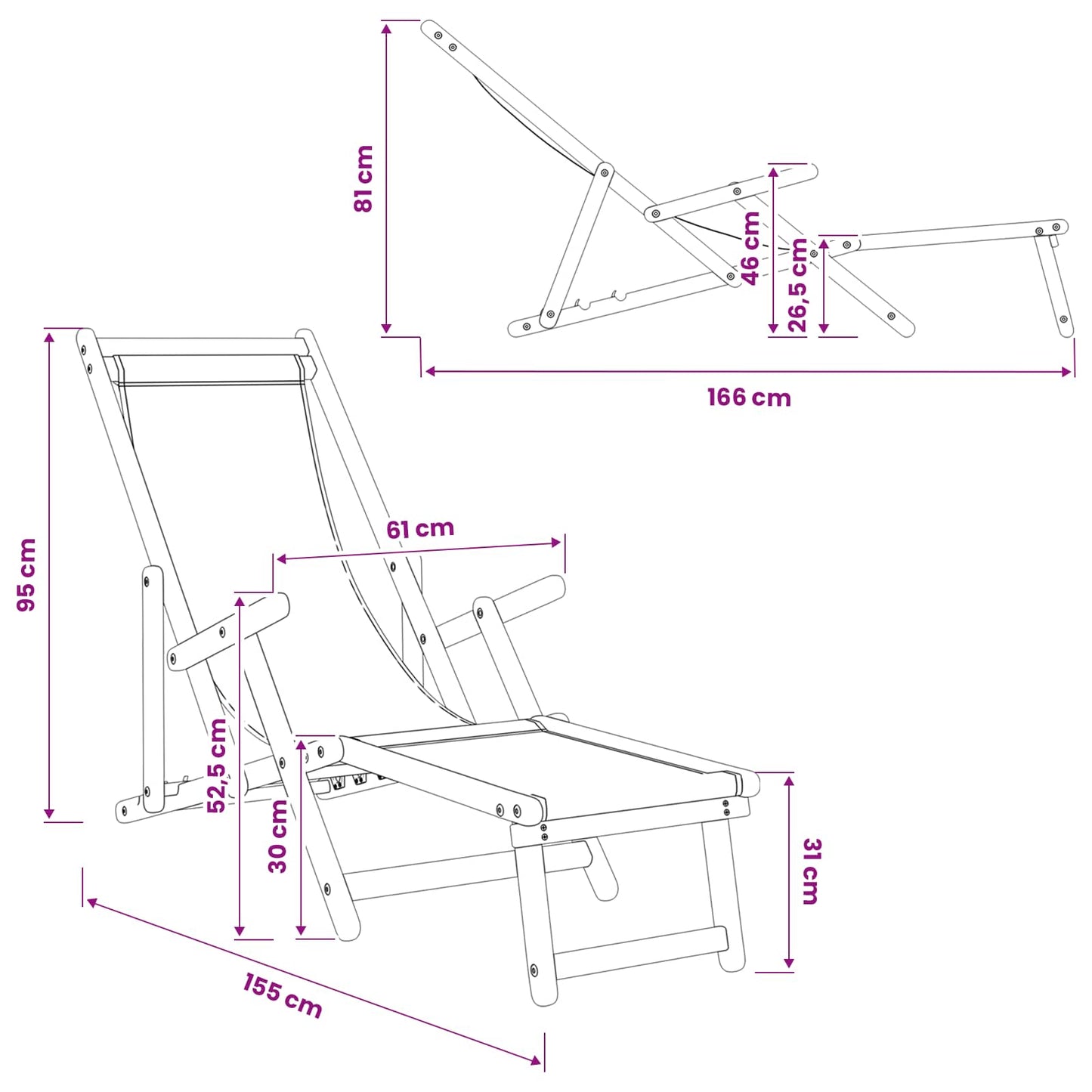 Folding Sun Lounger 3 Position Solid Eucalyptus Wood Green