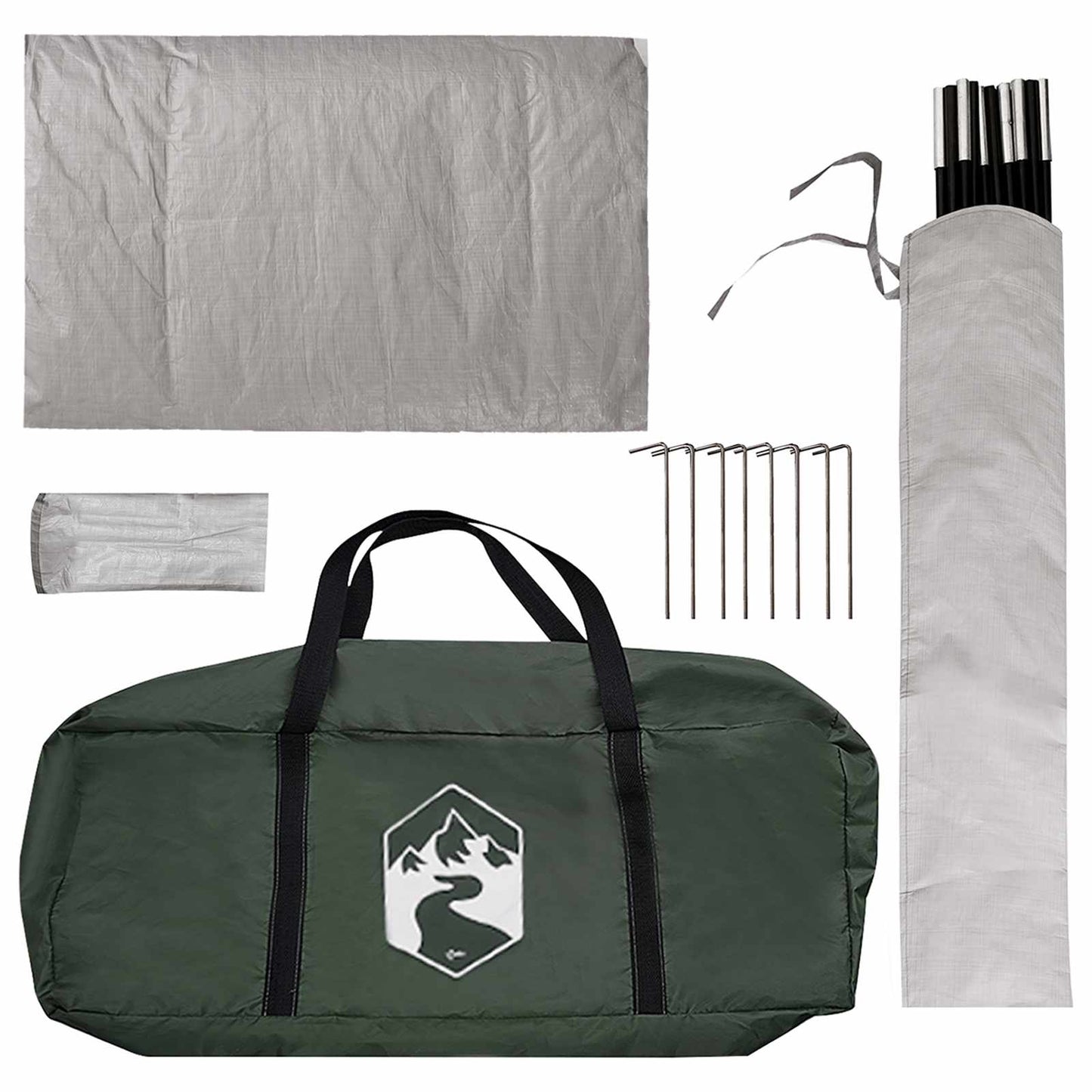Camping Tent with Rainfly Water-resistant 4-Person Army Green