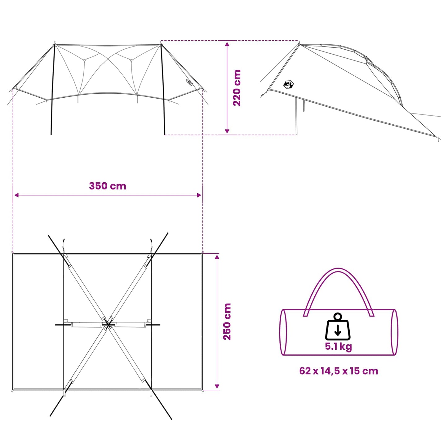 Car Tent 350 x 250 cm Army Green Polyester and Steel