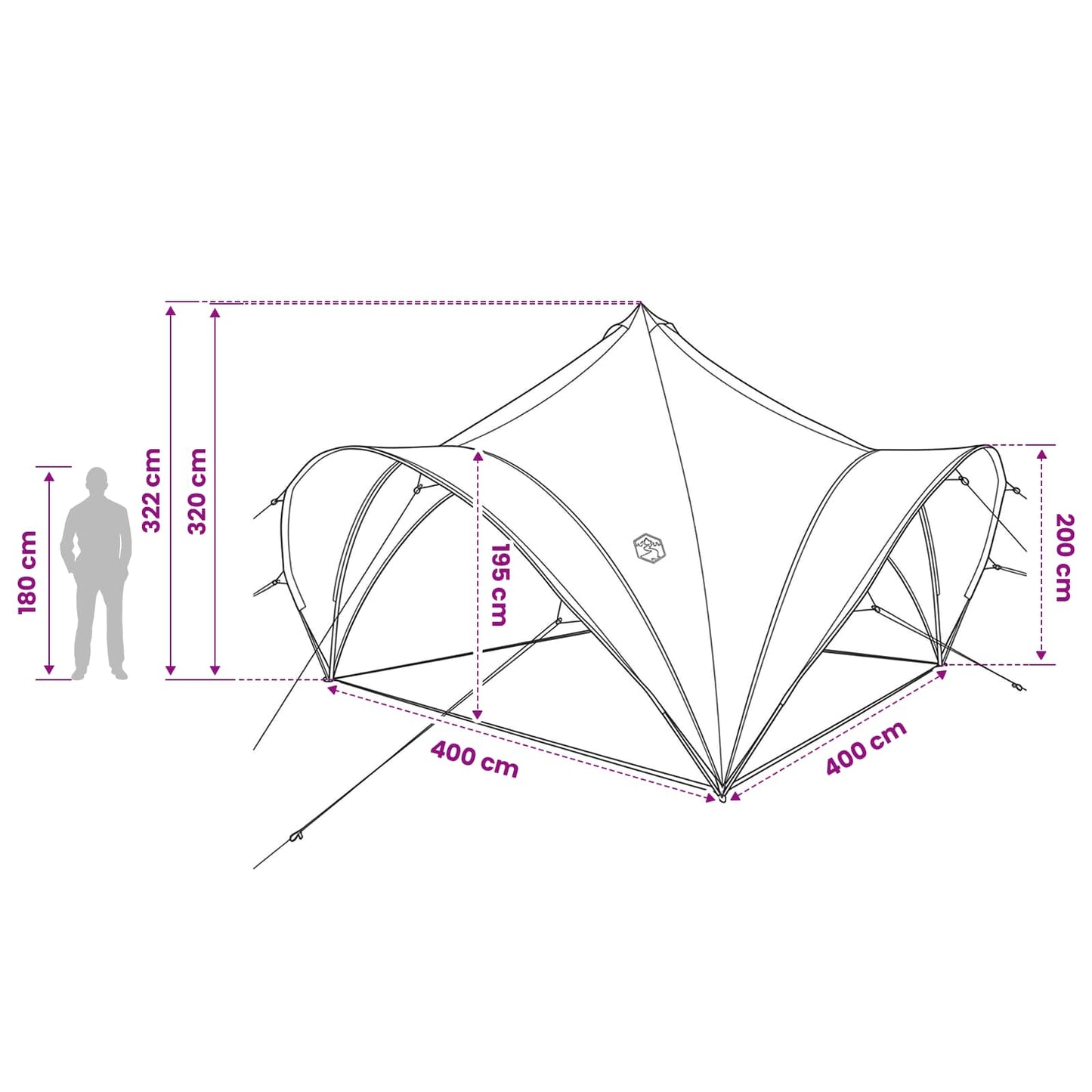 Party Tent Army green 400 x 400 x 320 cm Polyester and Steel