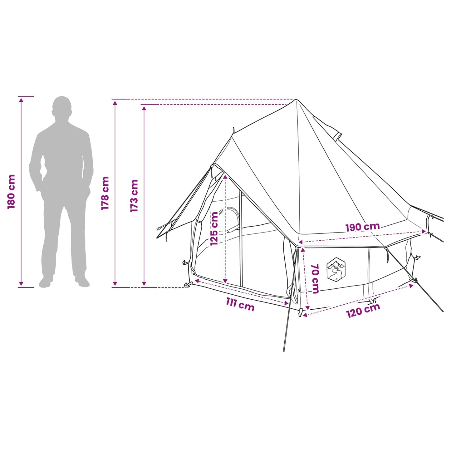 Tipi Tent with Roof Blue 250 x 250 cm Polyester and Steel
