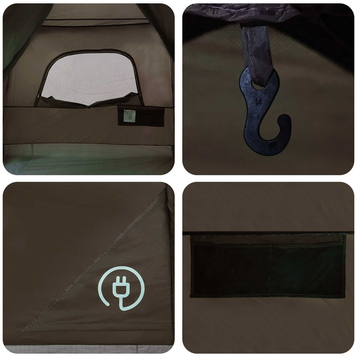 Family Tent 16-Person Brown Grey Polyester and Steel