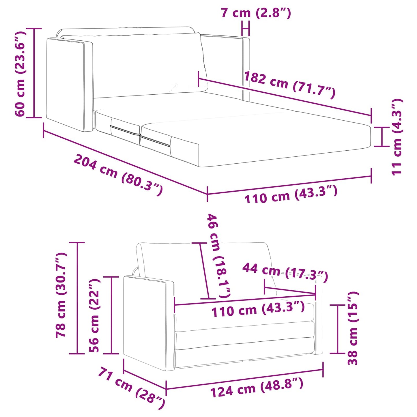 Folding Sofa Bed Dark Grey 124 x 71 x 78 cm Velvet