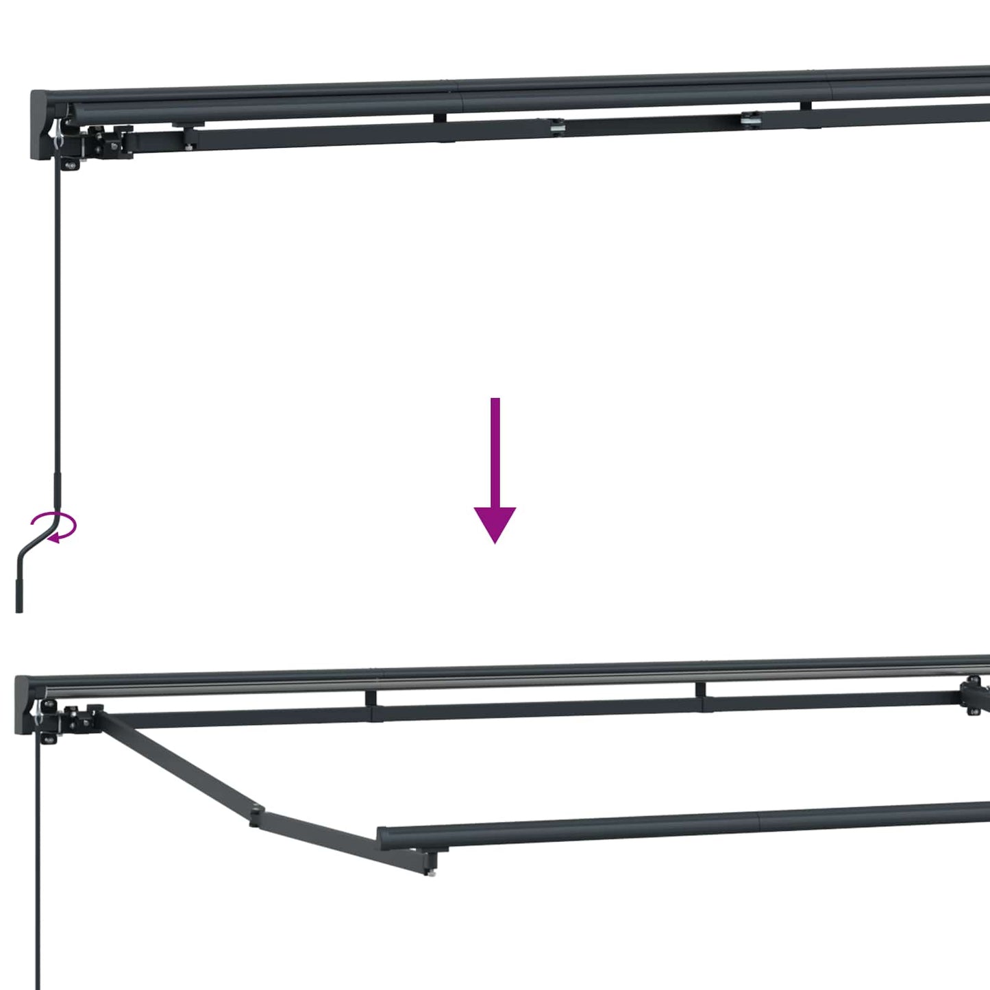 Manual Awning Frame with LEDs Beige and Anthracite 4.5 x 3.5 m