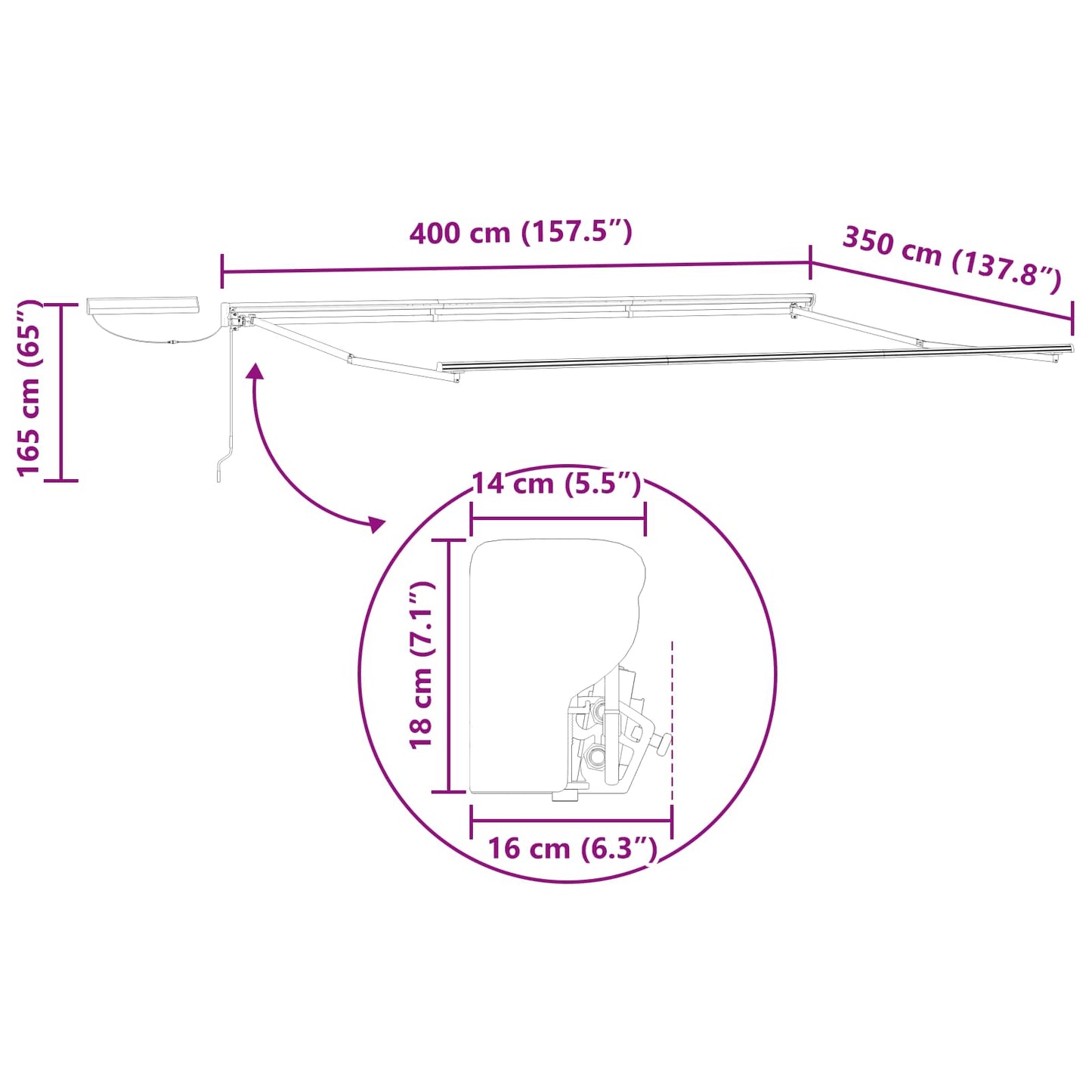 Electric Retractable Awning Burgundy and White 4 x 3.5 m