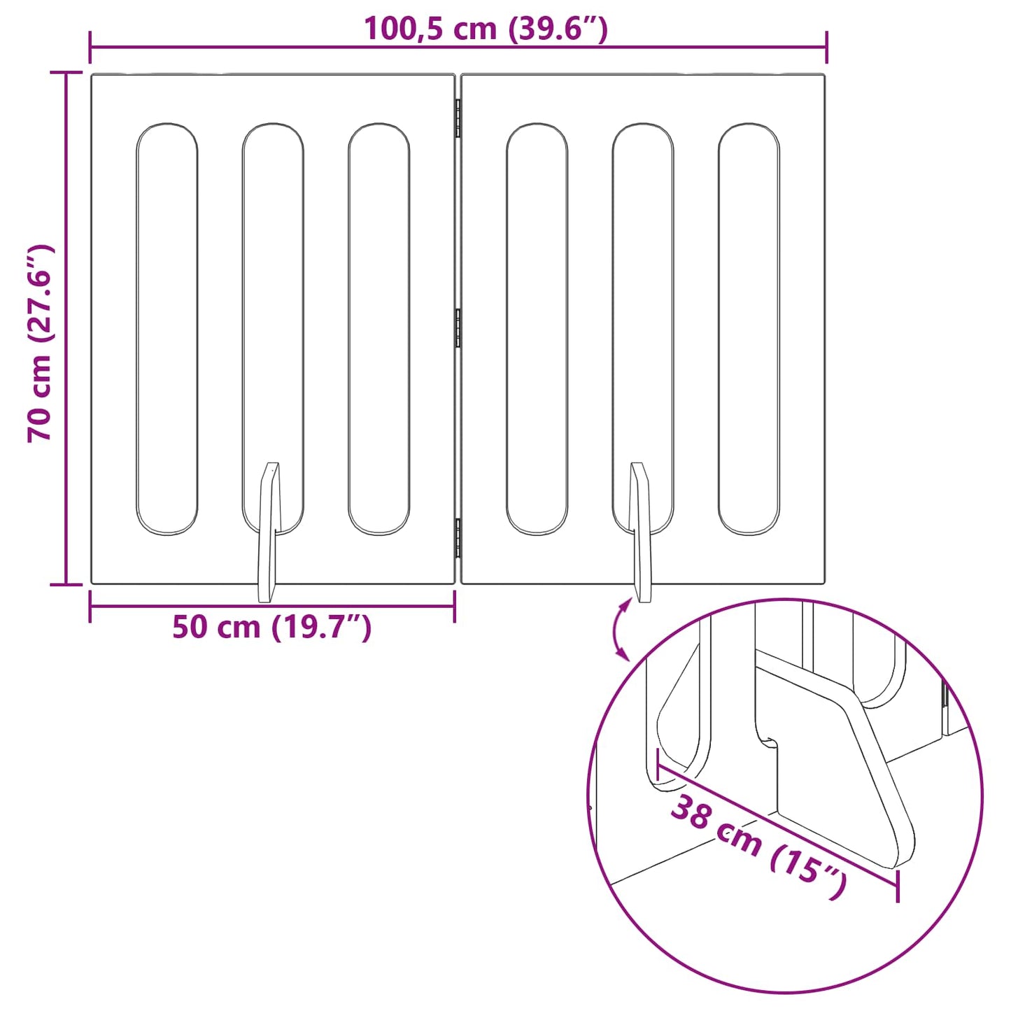 Folding Pet Fence 2 pcs Concrete Grey 100.5 x 38 x 70 cm