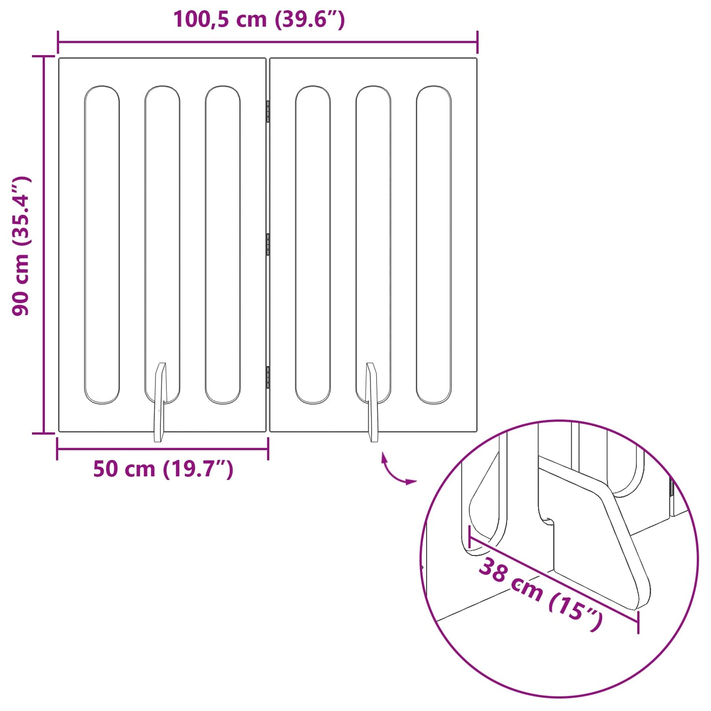 Folding Pet Fence 2 pcs White 100.5 x 38 x 90 cm