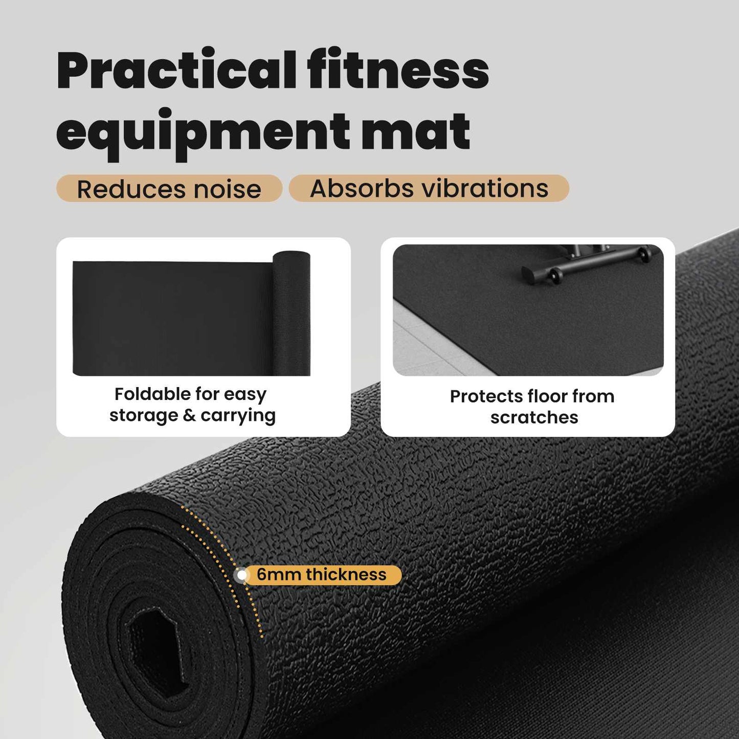 Sport Protection Mat Black 150 x 75 x 0.6 cm High-density PVC
