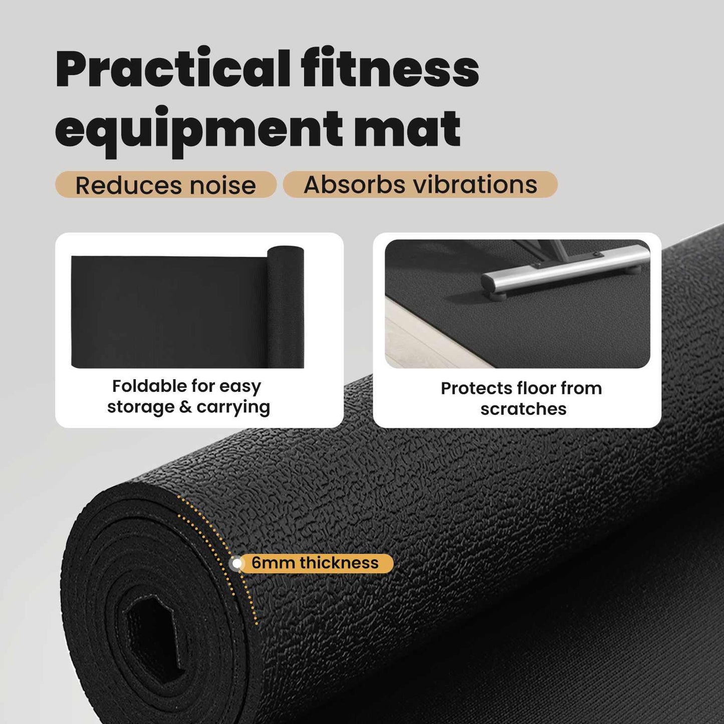 Sport Protection Mat Black 180 x 75 x 0.6 cm High-density PVC