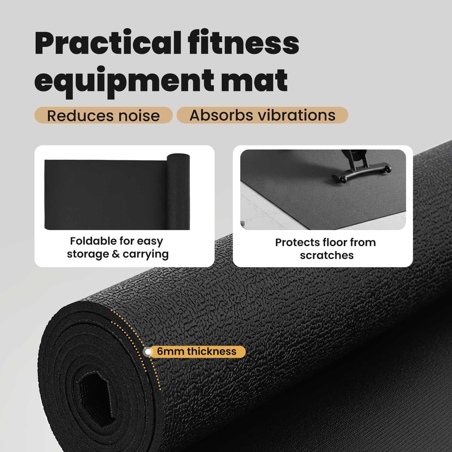 Sport Protection Mat Black 183 x 122 x 0.6 cm High-density PVC