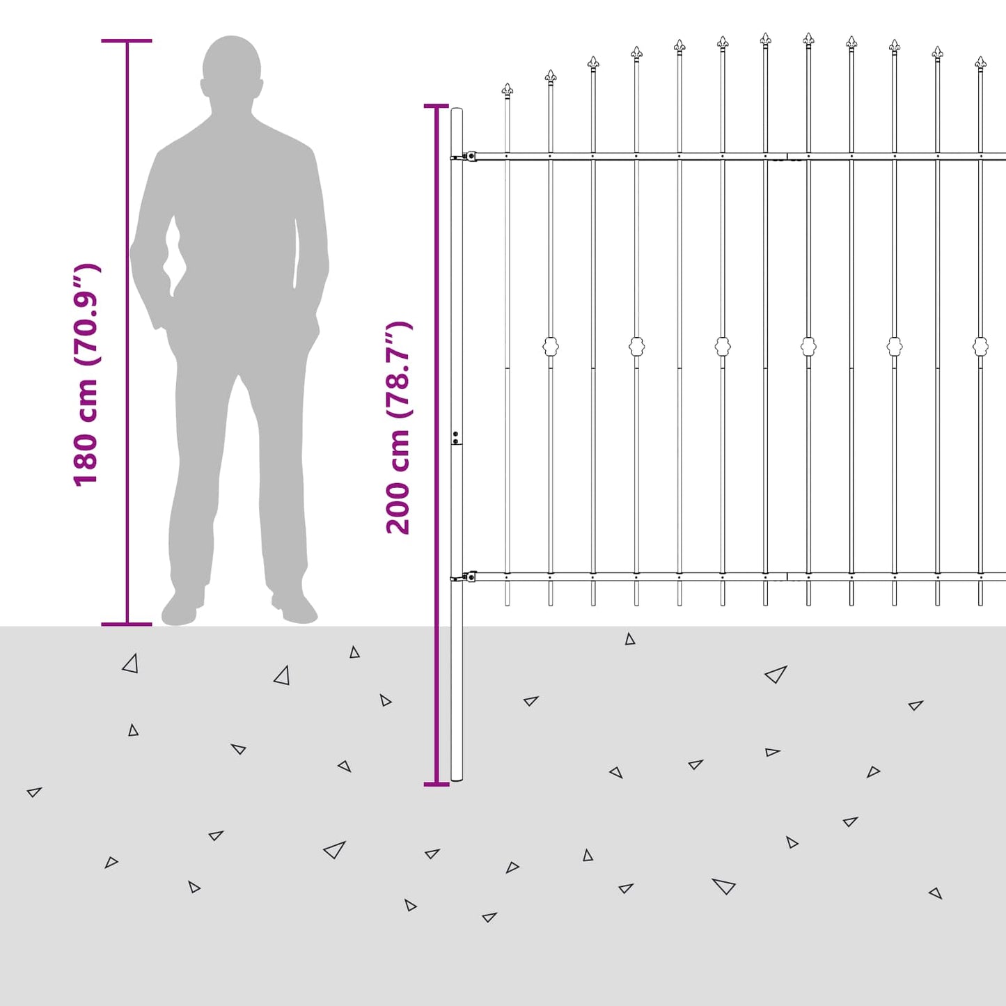 Spike Fence Asten Black 200 x 200 cm Powder-Coated Steel
