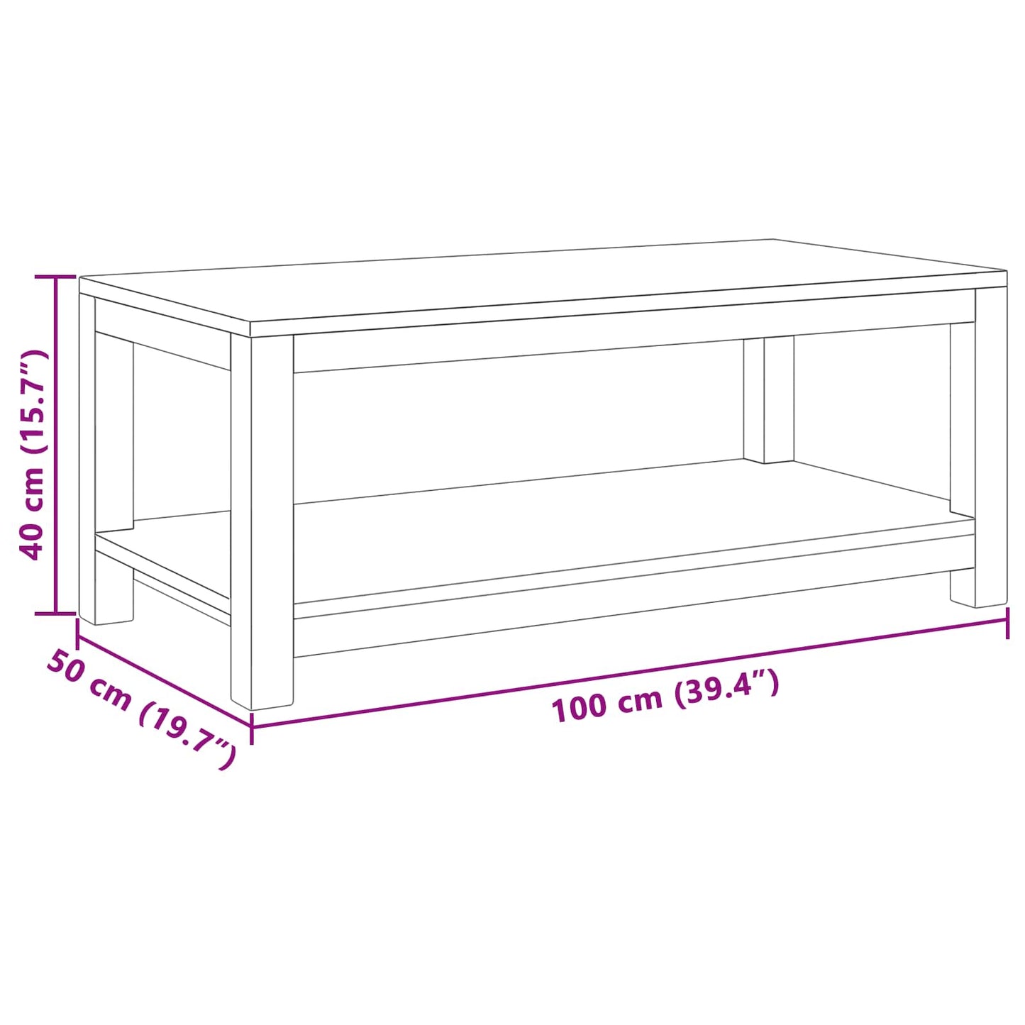 Coffee Table Natural 100 x 50 x 40 cm Solid Teak Wood