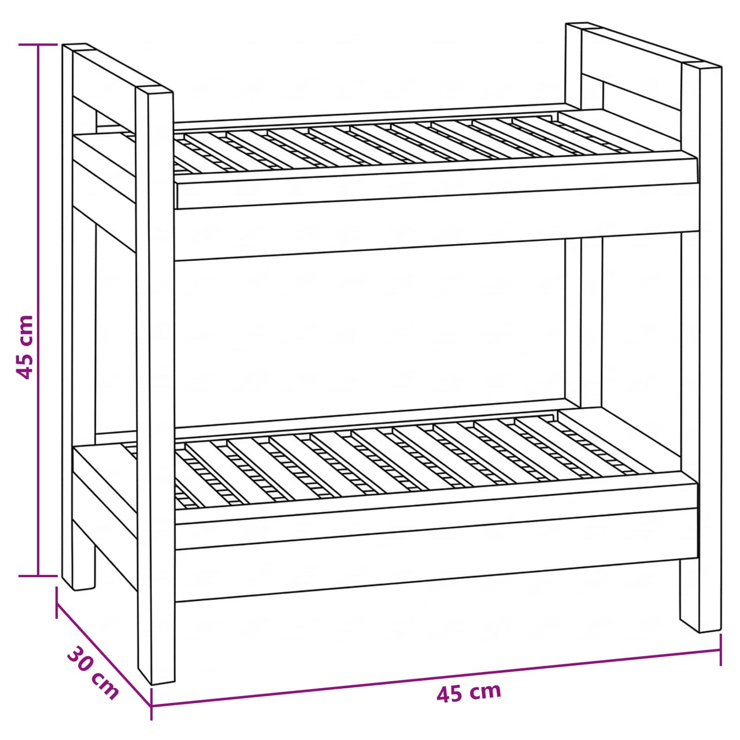 Bathroom Shelf Natural 45 x 30 x 45 cm Solid Teak Wood