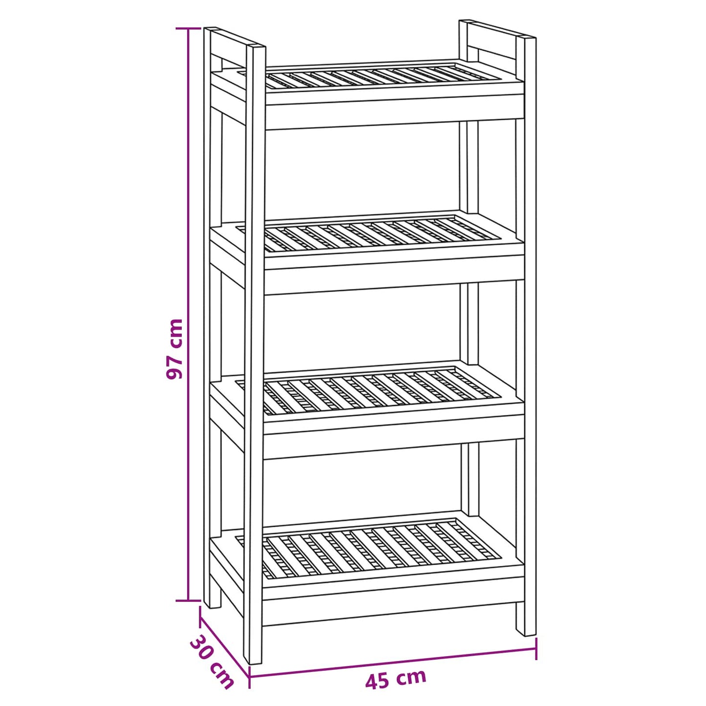 Bathroom Shelf Natural 45 x 30 x 97 cm Solid Teak Wood