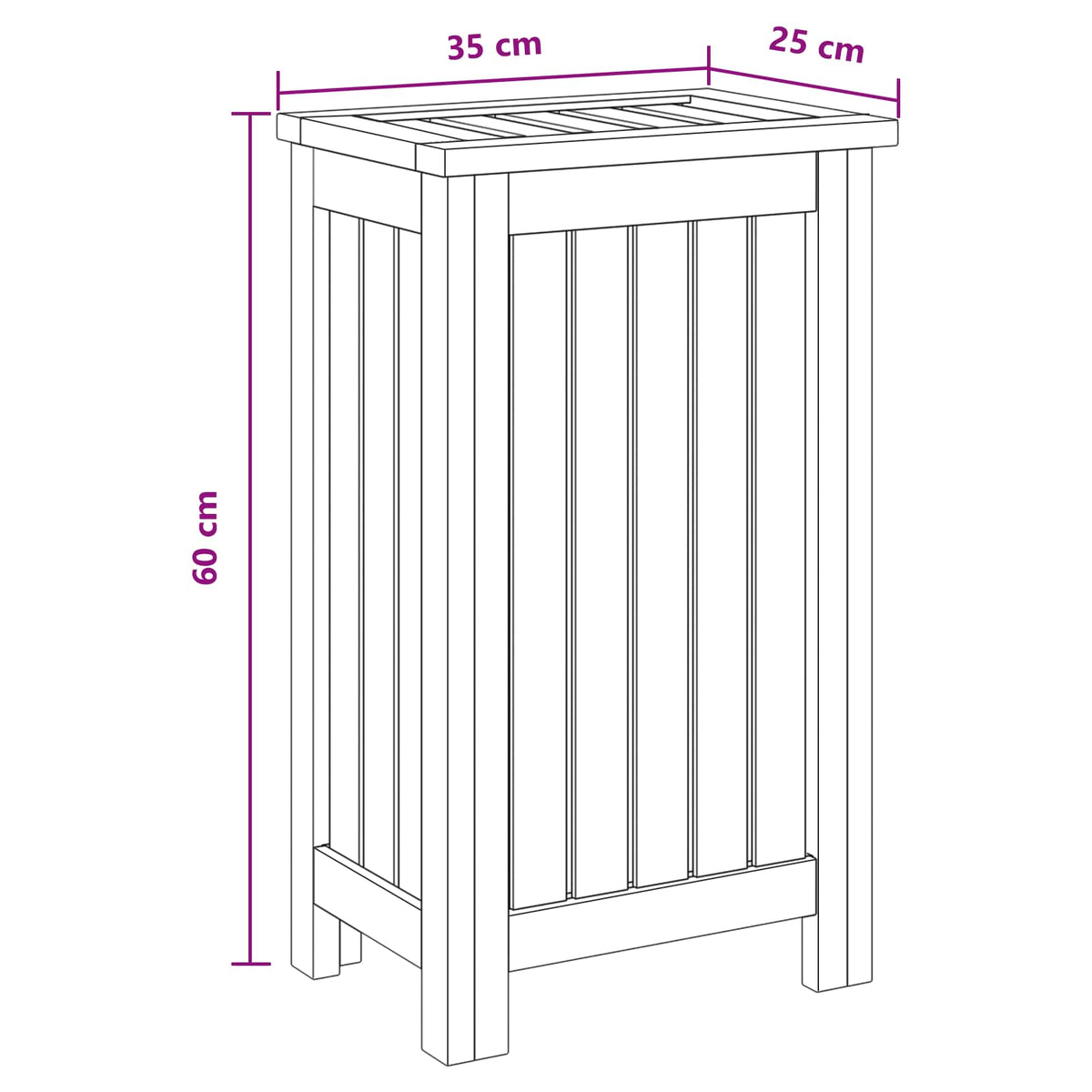 Laundry Basket Natural Solid Teak Wood