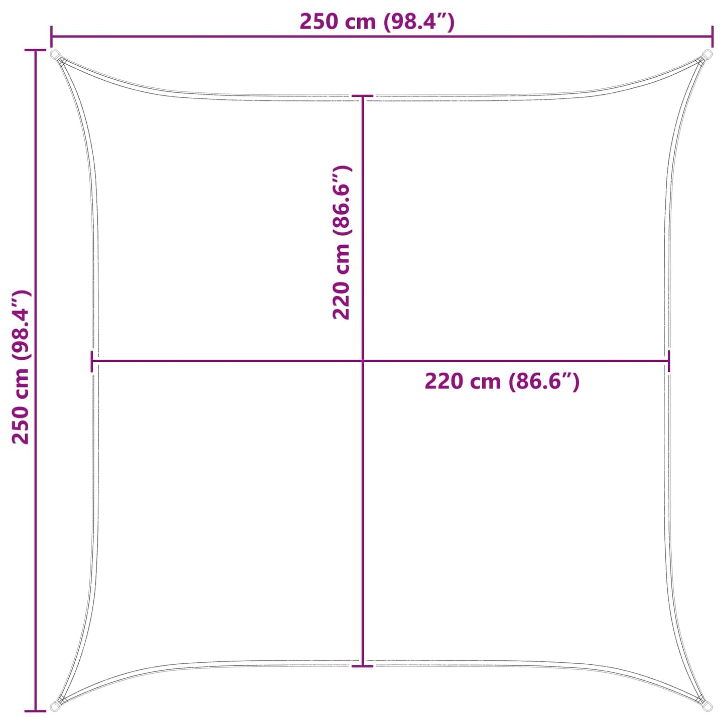Sun Shade Sail Blue and White 2.5 x 2.5 m 100% Polyester Oxford