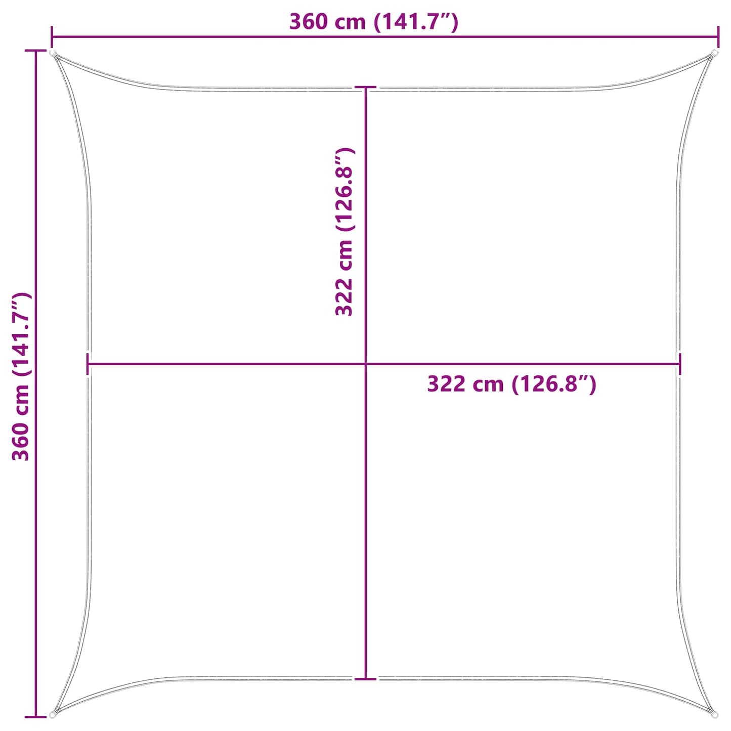 Sun Shade Sail Light Grey and White 3.6 x 3.6 m