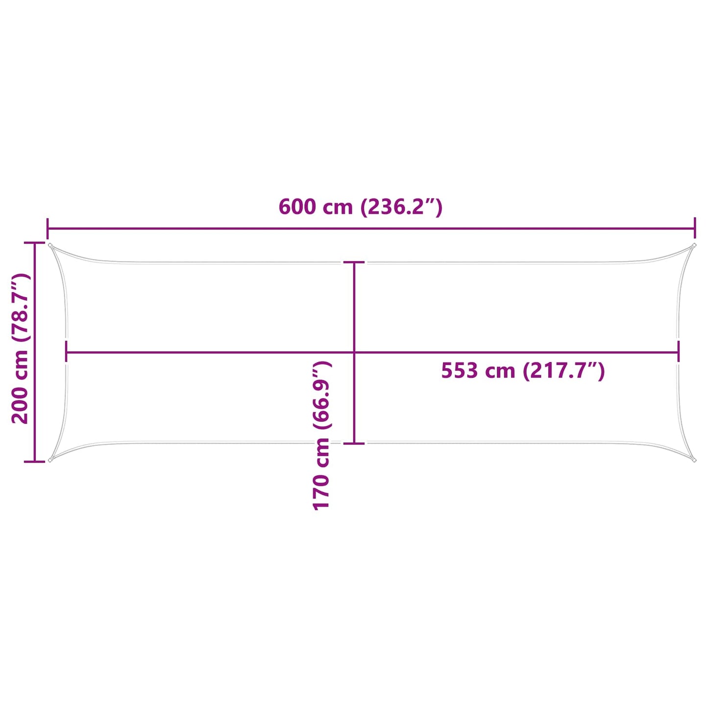 Sun Shade Sail Brown 6 x 2 m 100% Polyester Oxford