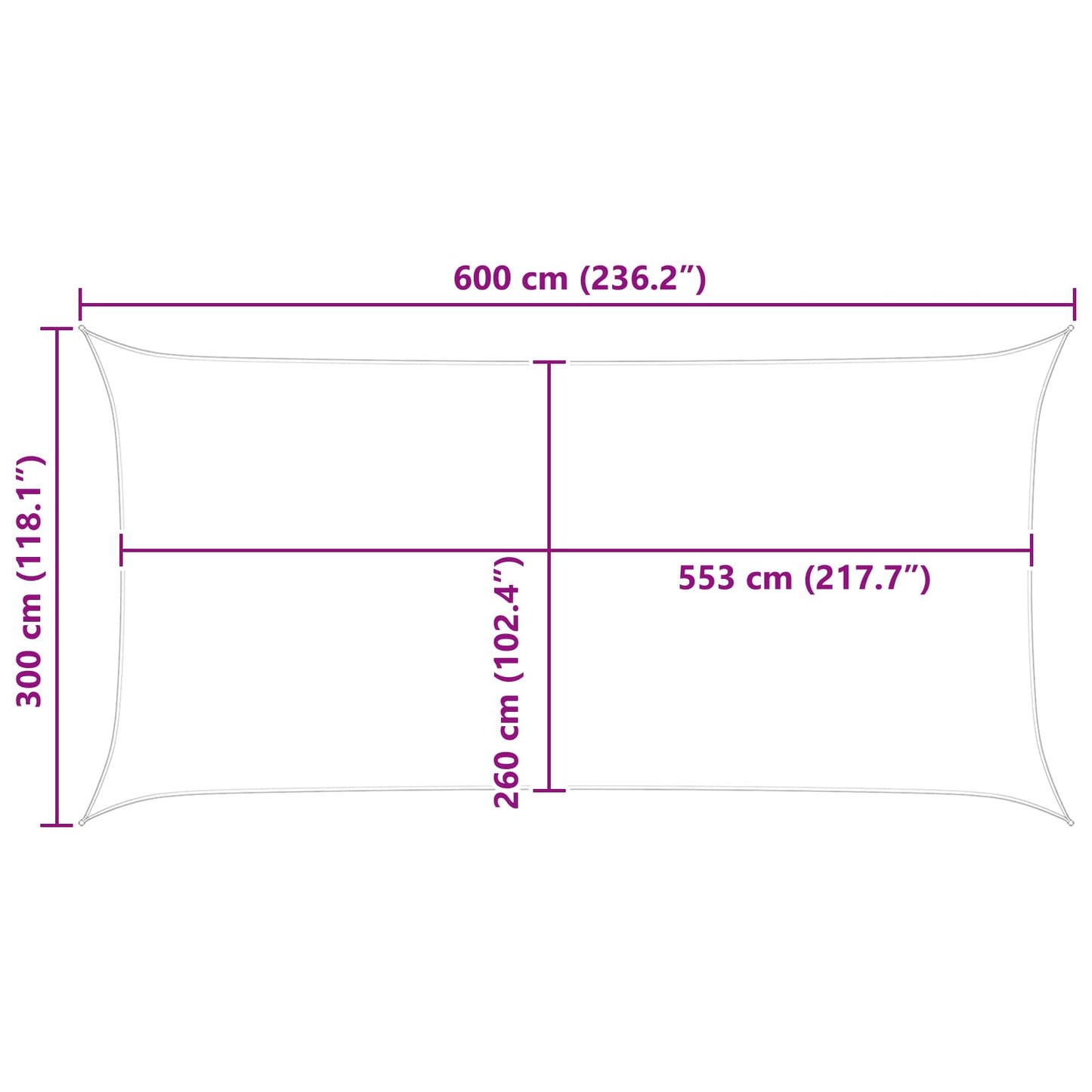 Sun Shade Sail Yellow and White 6 x 3 m 100% Polyester Oxford