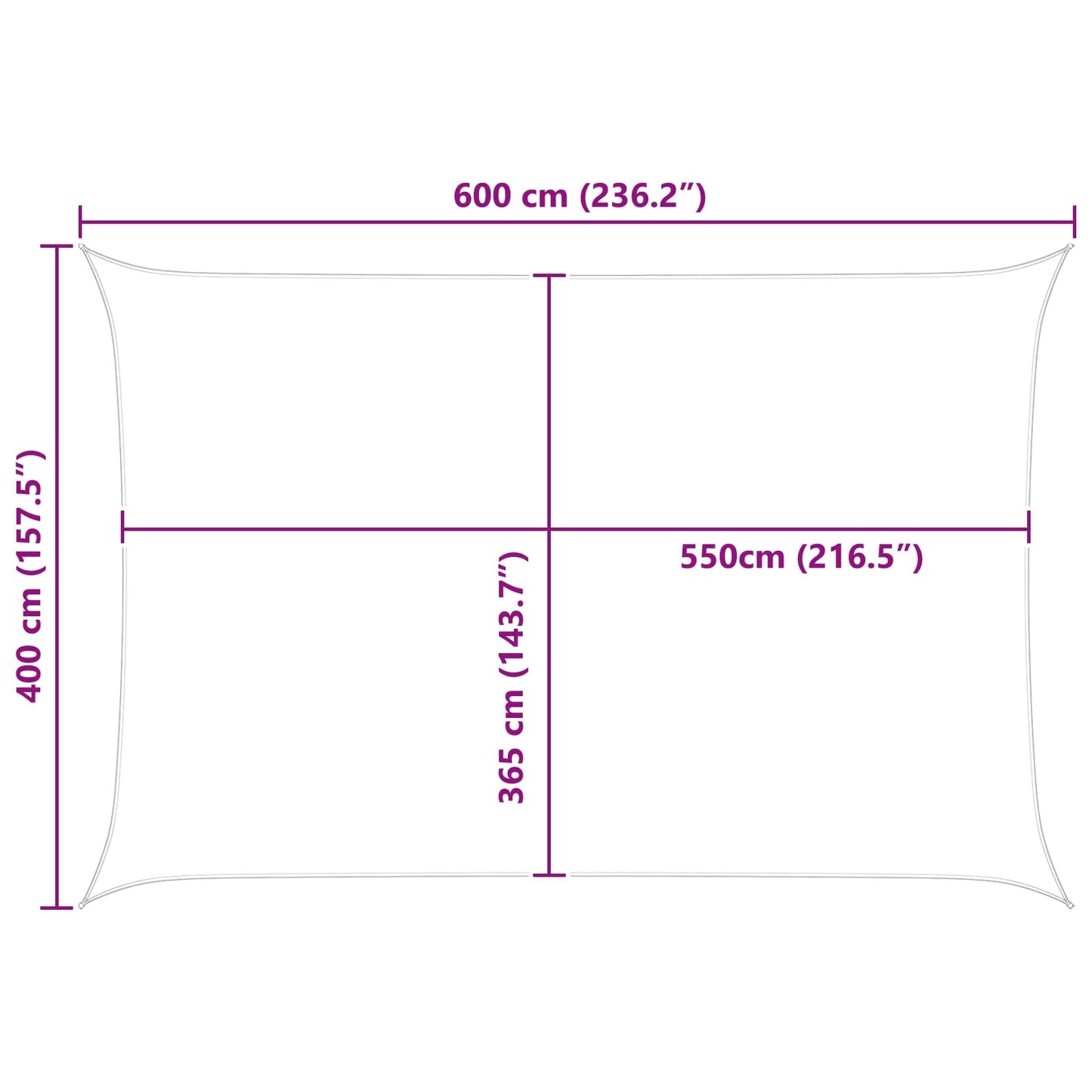 Sun Shade Sail Light Grey and White 6 x 4 m