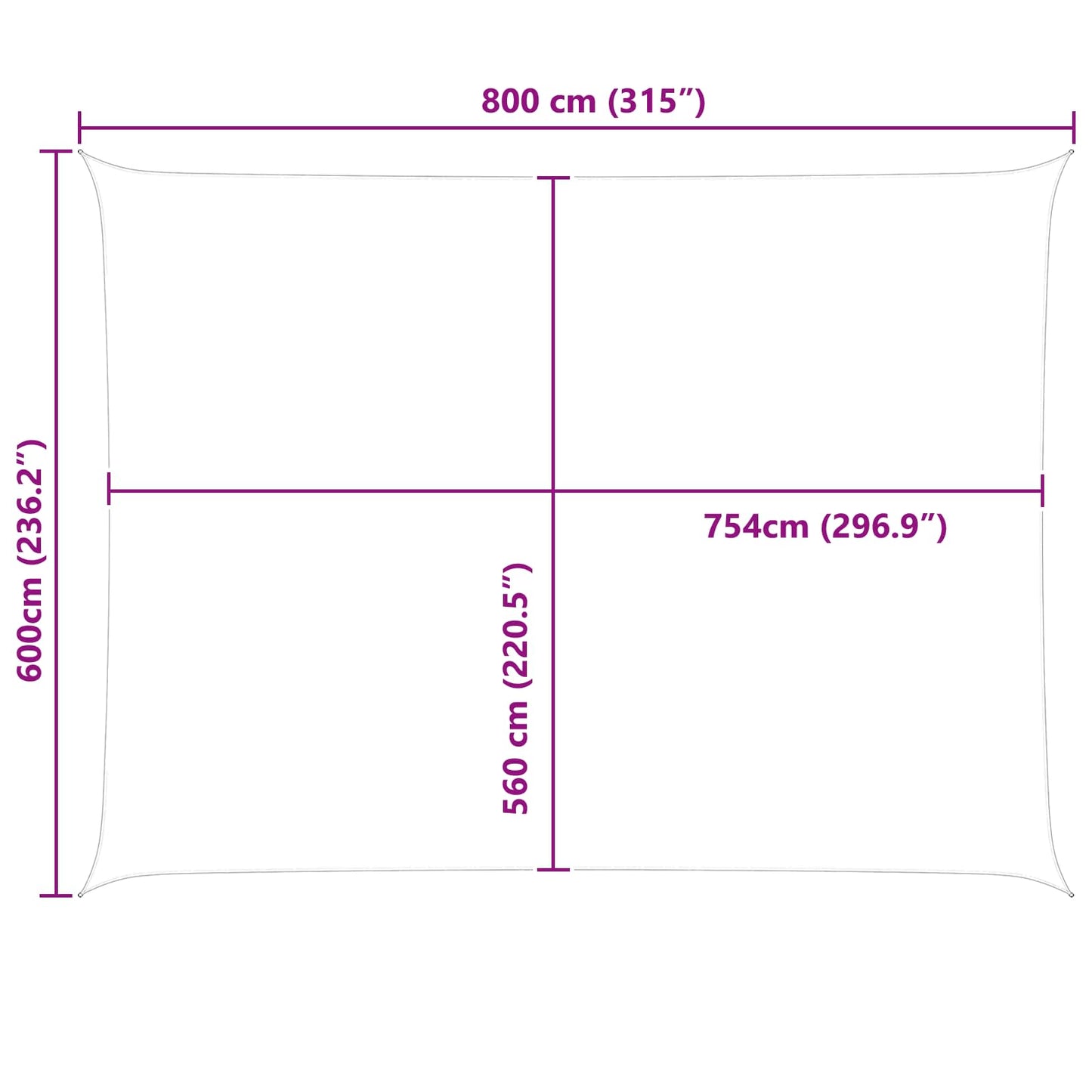 Sun Shade Sail Light Grey and White 8 x 6 m