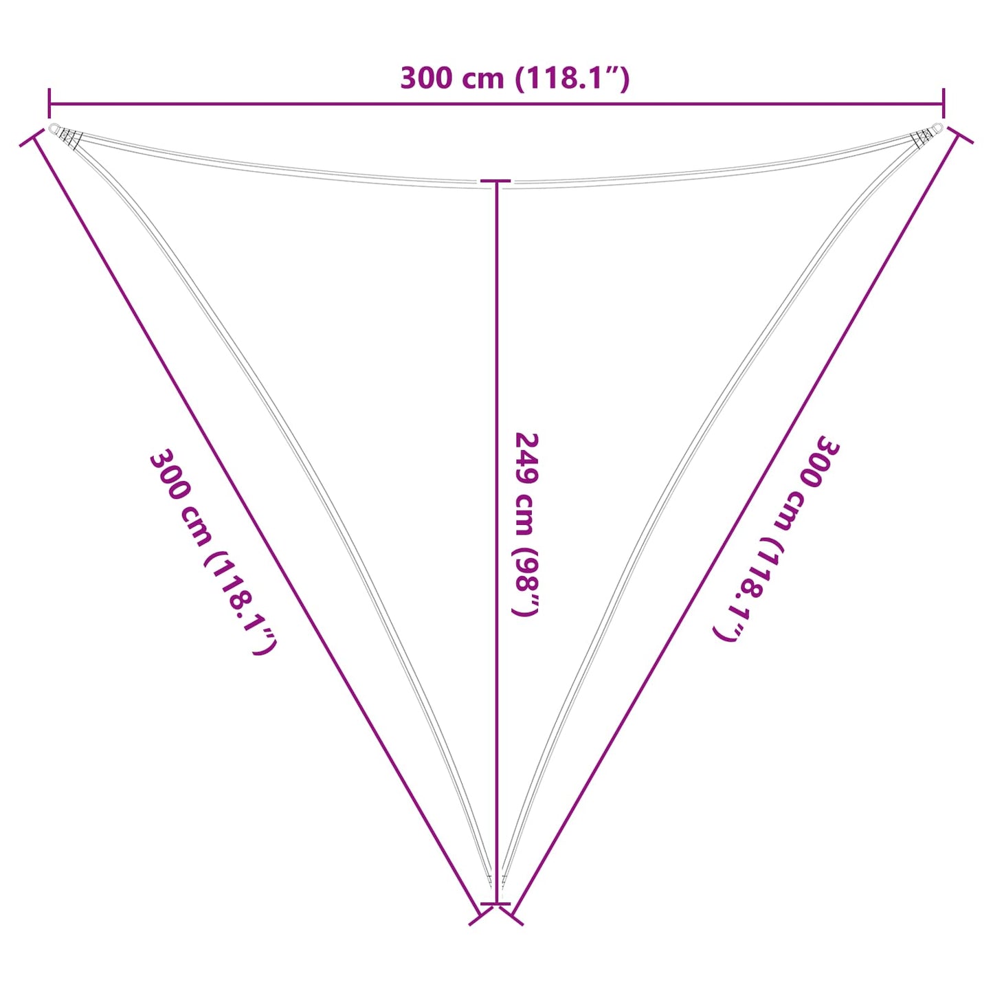 Sun Shade Sail Light Grey and White 3 x 3 x 3 m