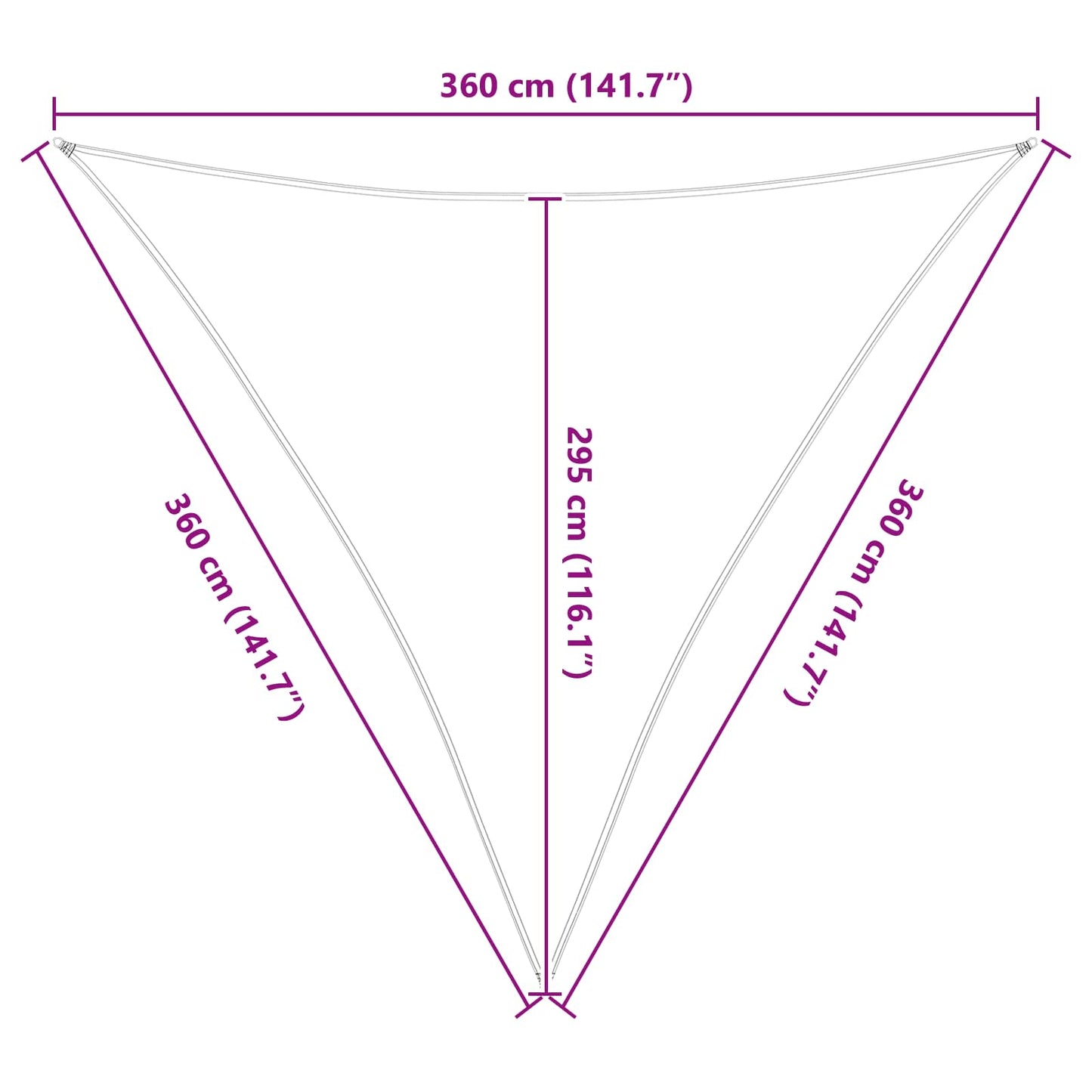 Sun Shade Sail Light Grey and White 3.6 x 3.6 x 3.6 m