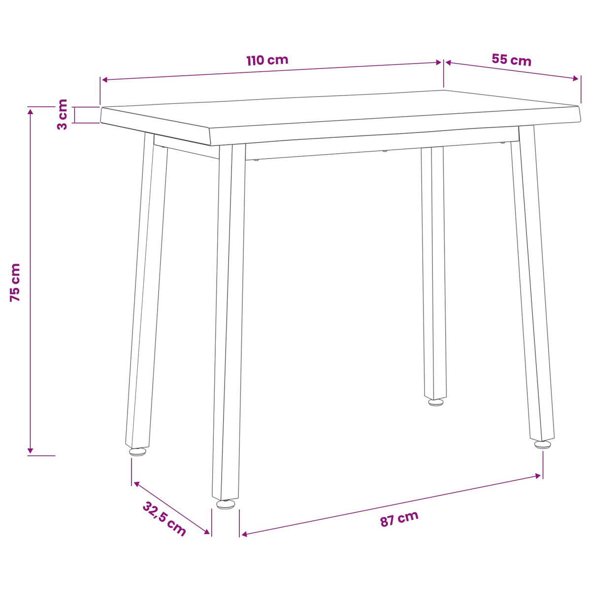 110 x 55 x 75 cm Solid Acacia Wood Natural and White