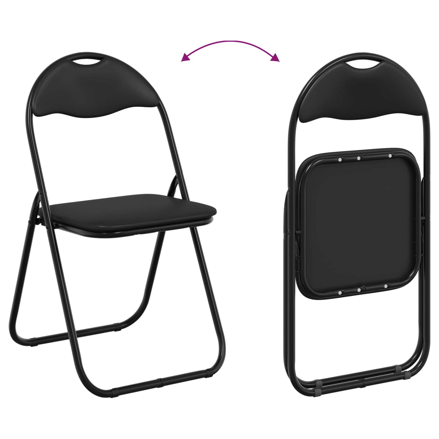 Folding Chair 2 pcs Black 48 x 43.5 x 81 cm Faux Leather