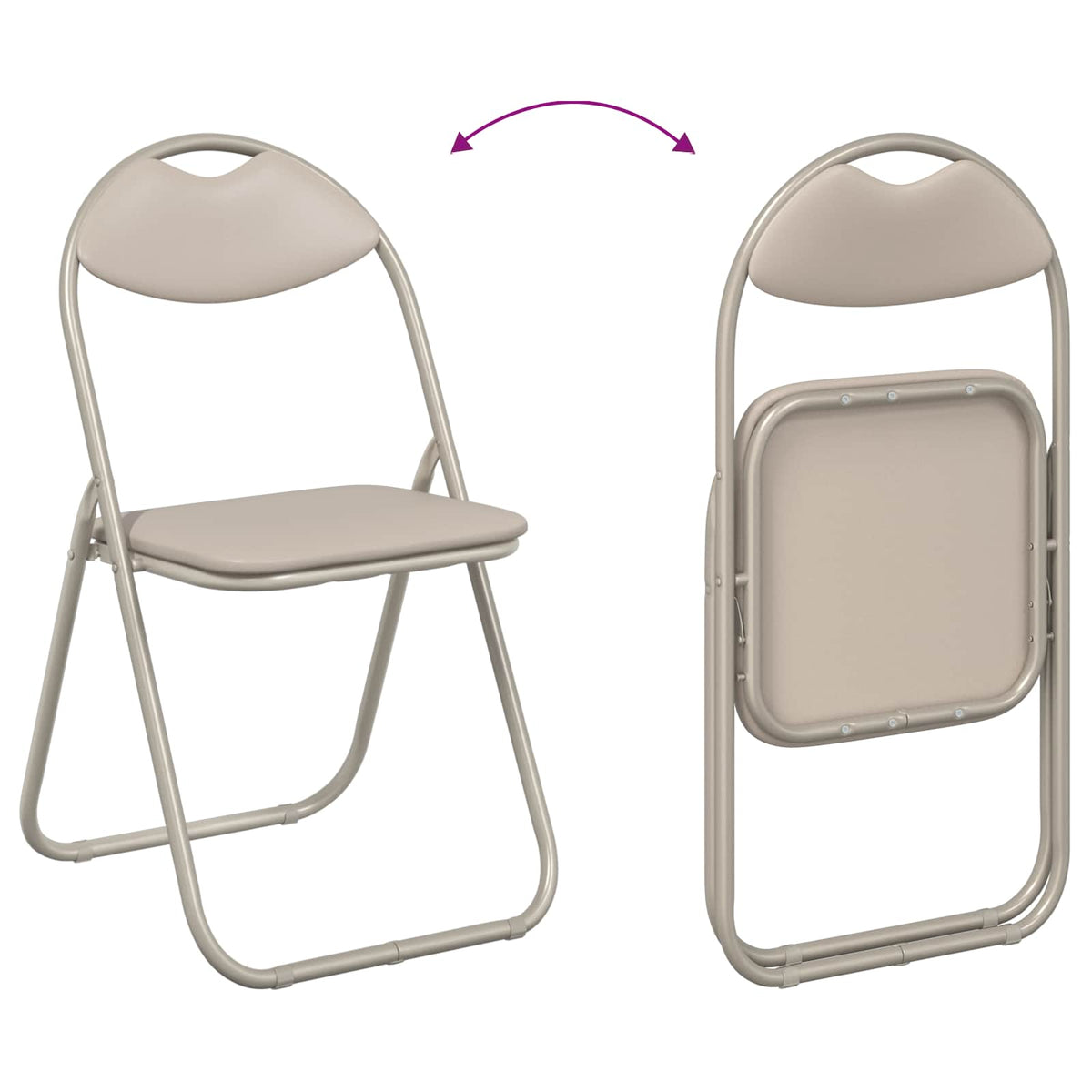 Folding Chair 2 pcs Faux Leather Sand 48 x 43.5 x 81 cm