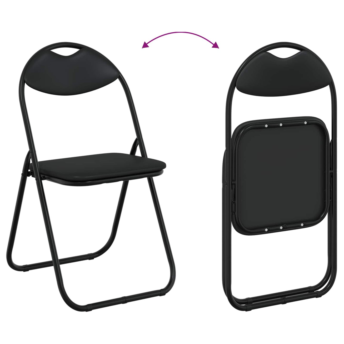 Folding Chair 2 pcs Black 48 x 43.5 x 81 cm Faux Leather