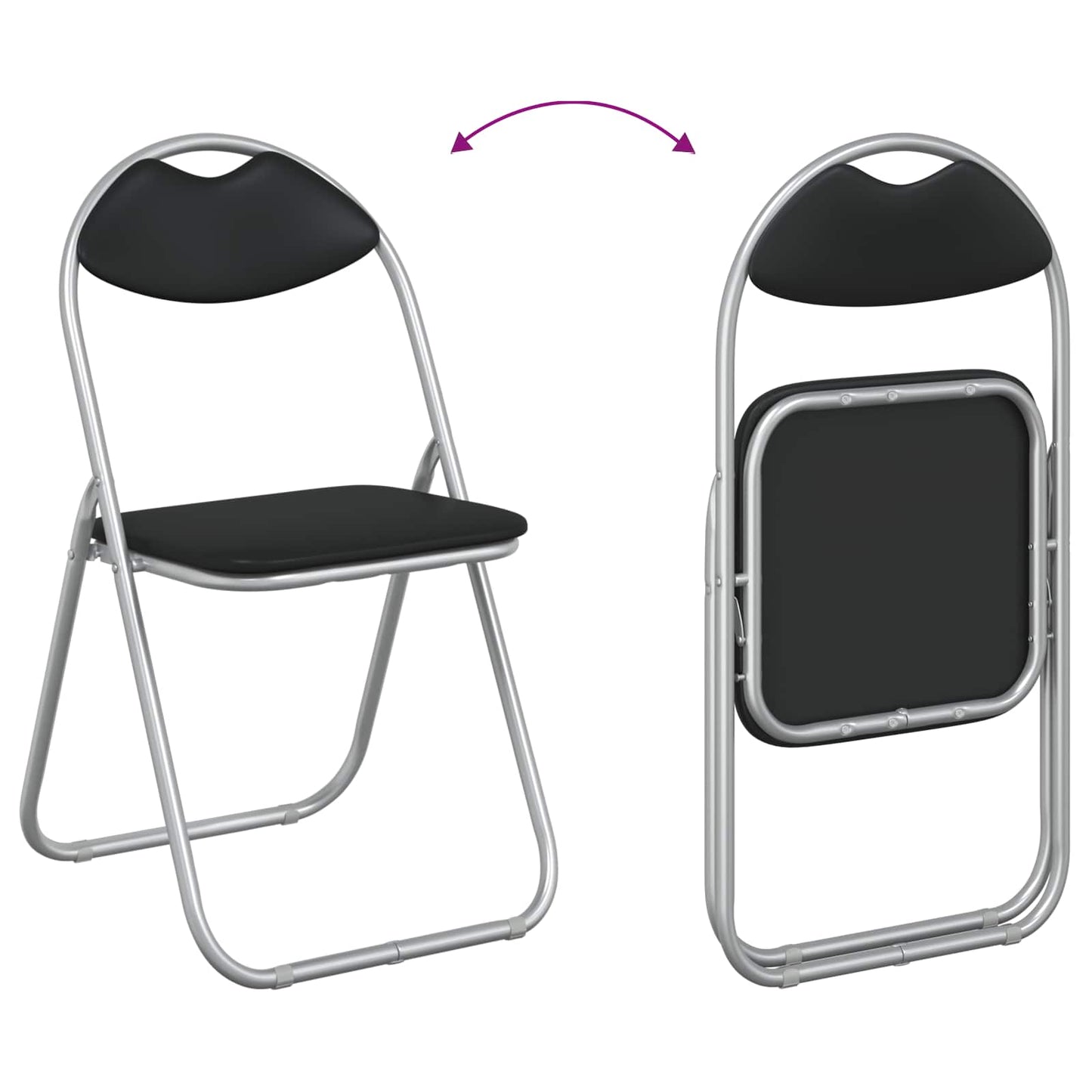Folding Chair 8 pcs Black and Grey 48 x 43.5 x 81 cm