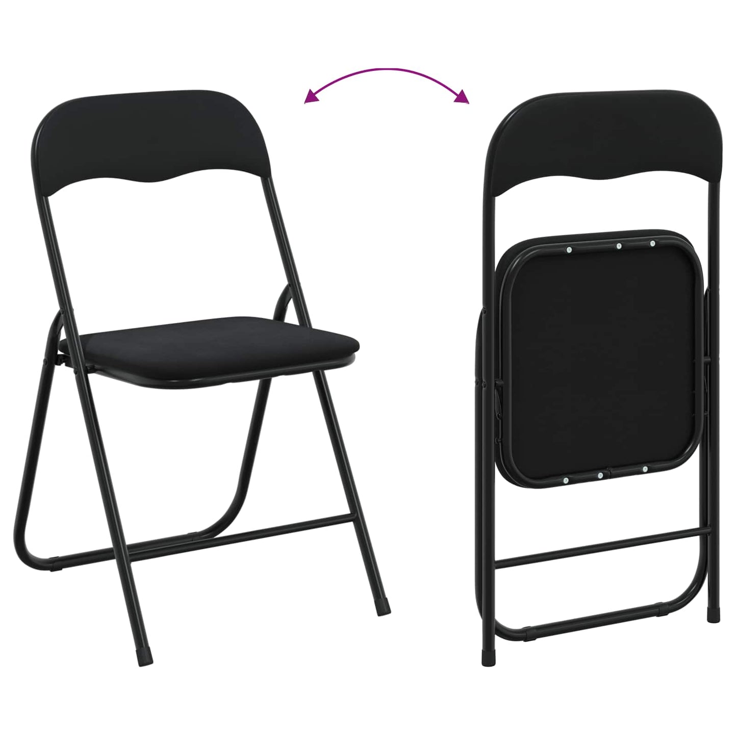 Folding Chair 2 pcs Black 48 x 44 x 78 cm Velvet