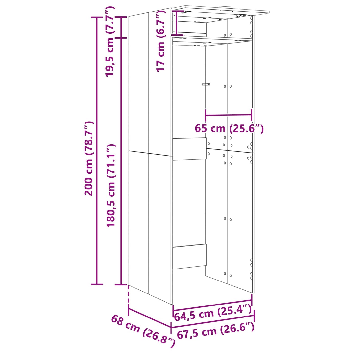 Wash Machine Cabinet with Storage Smoked Oak 67.5 x 68 x 200 cm