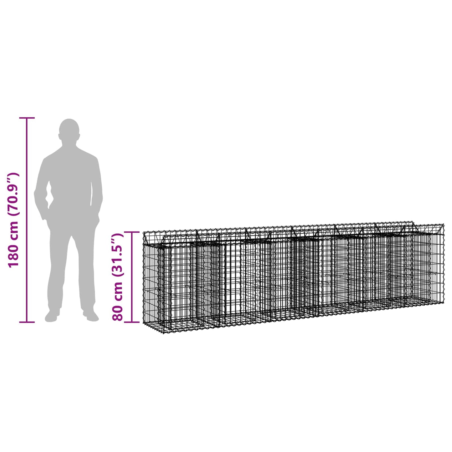 Gabion Raised Bed 2 pcs Silver